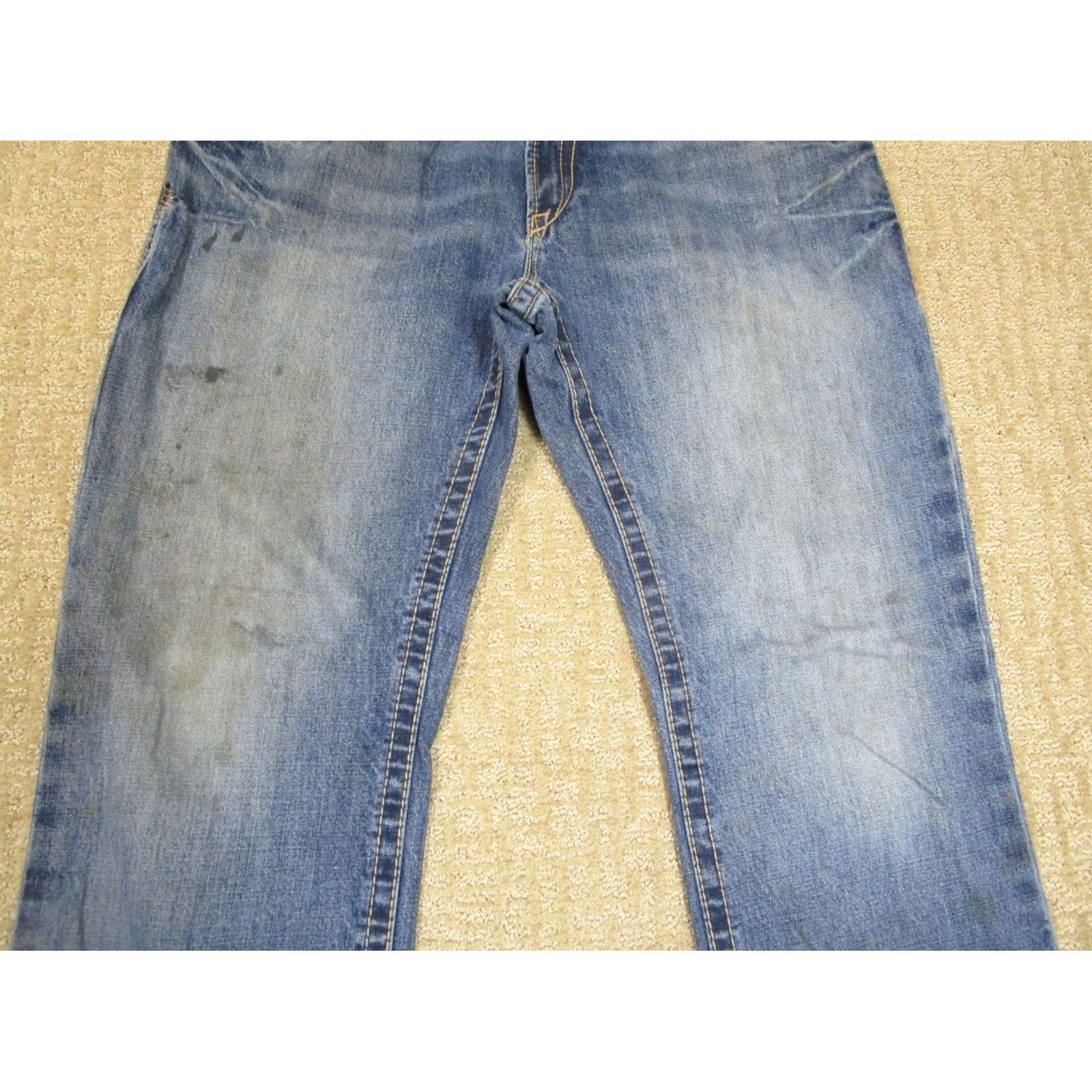 Ariat Ariat Jeans Bootcut Denim 34x32 Blue Light Wash Grunge Rock 5-Pocket Logo Mens Jeans Size US 34 / EU 50 - 3 Thumbnail
