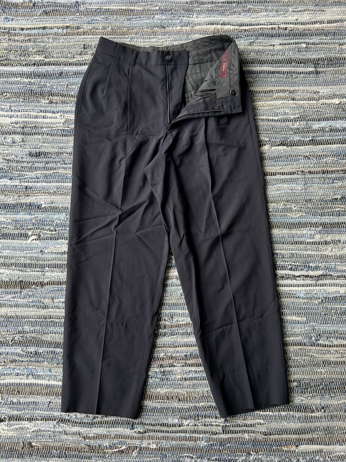 Yohji Yamamoto 1990s Yohji Yamamoto Black Minimal Gabardine 🎈Trousers Pants Size US 31 - 1 Thumbnail