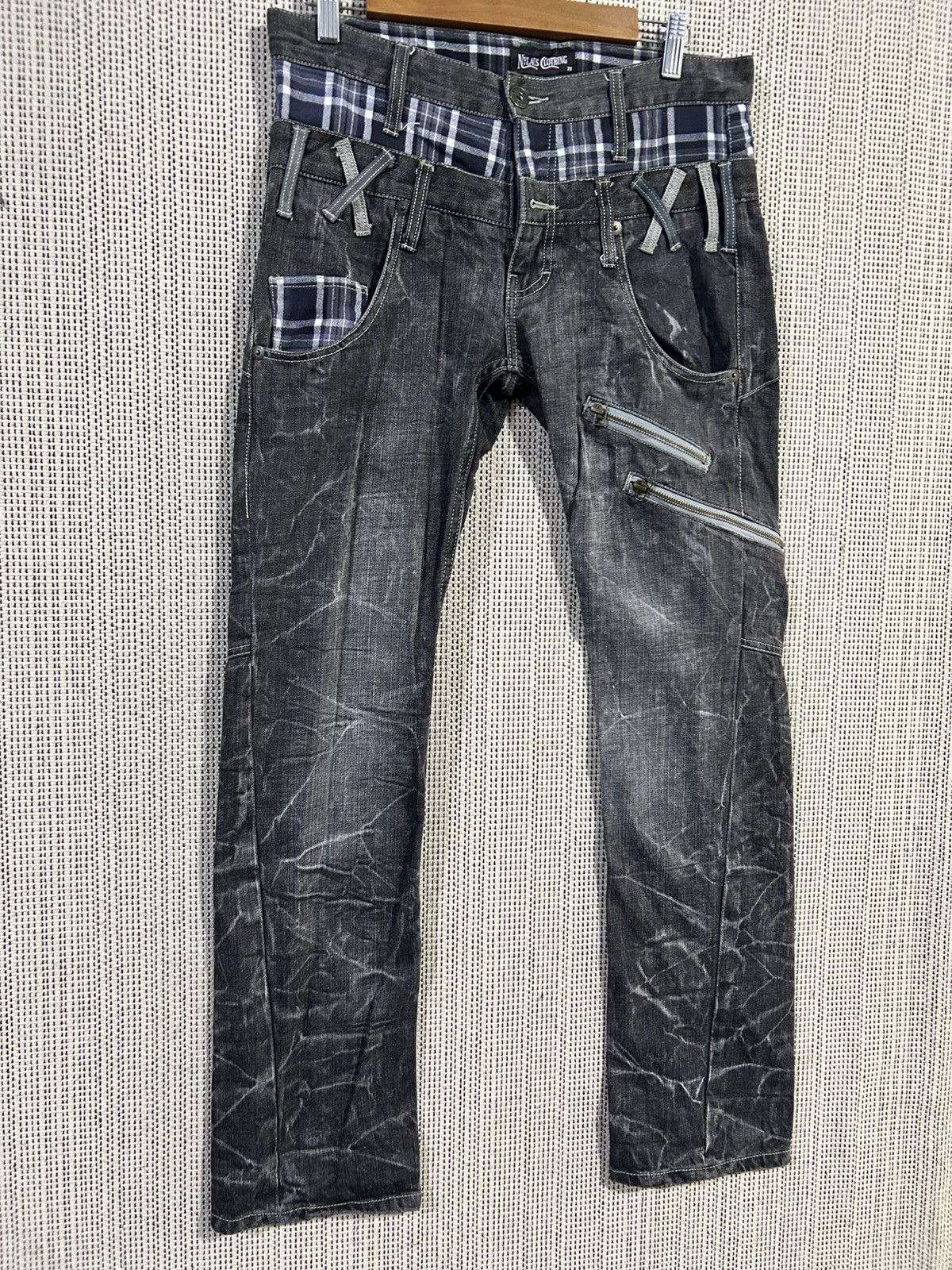 Seditionaries Y2k nylaus clothing double waist denim regular fit Size US 31 - 12 Thumbnail