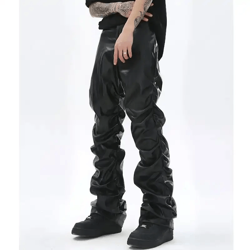 Japanese Brand × Leather Loose Ruched Casual Pu Leather Pants Size US 30 / EU 46 - 1 Thumbnail