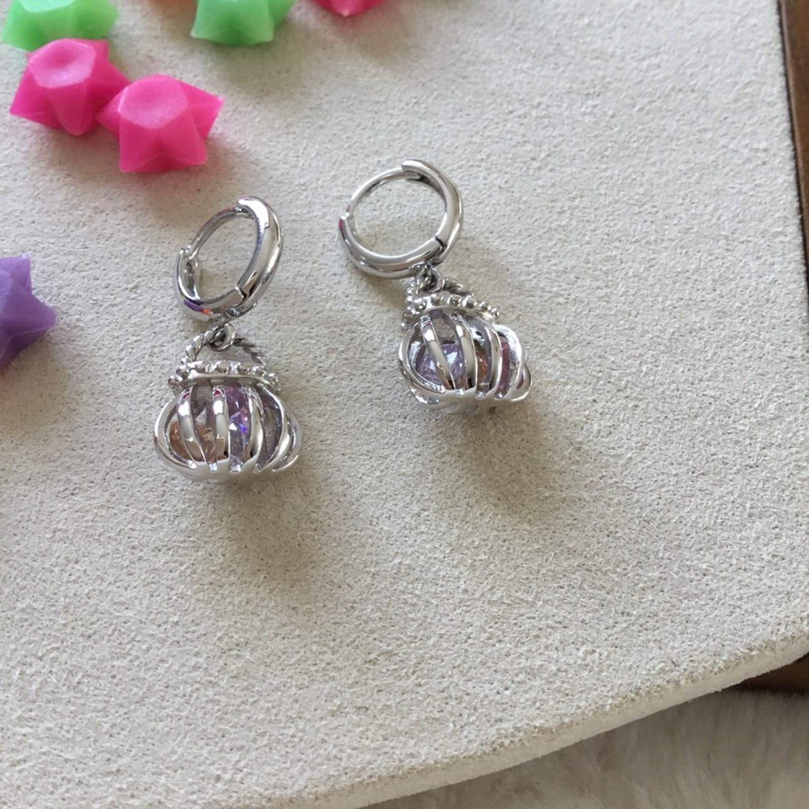 Other Sterling Silver Crystal Purse Earrings Size ONE SIZE - 3 Thumbnail