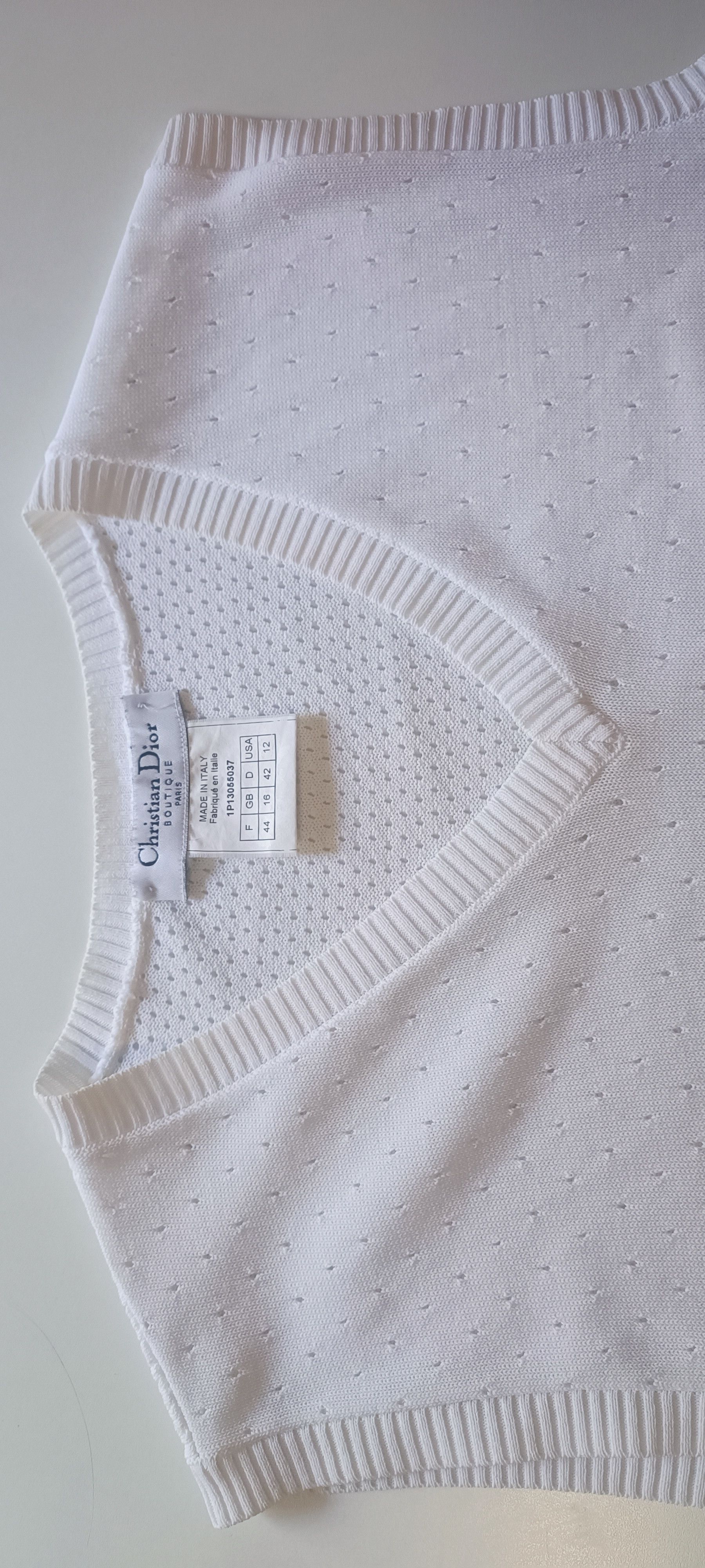 Dior Sleeveless perforated cotton top Size US S / EU 44-46 / 1 - 17 Thumbnail