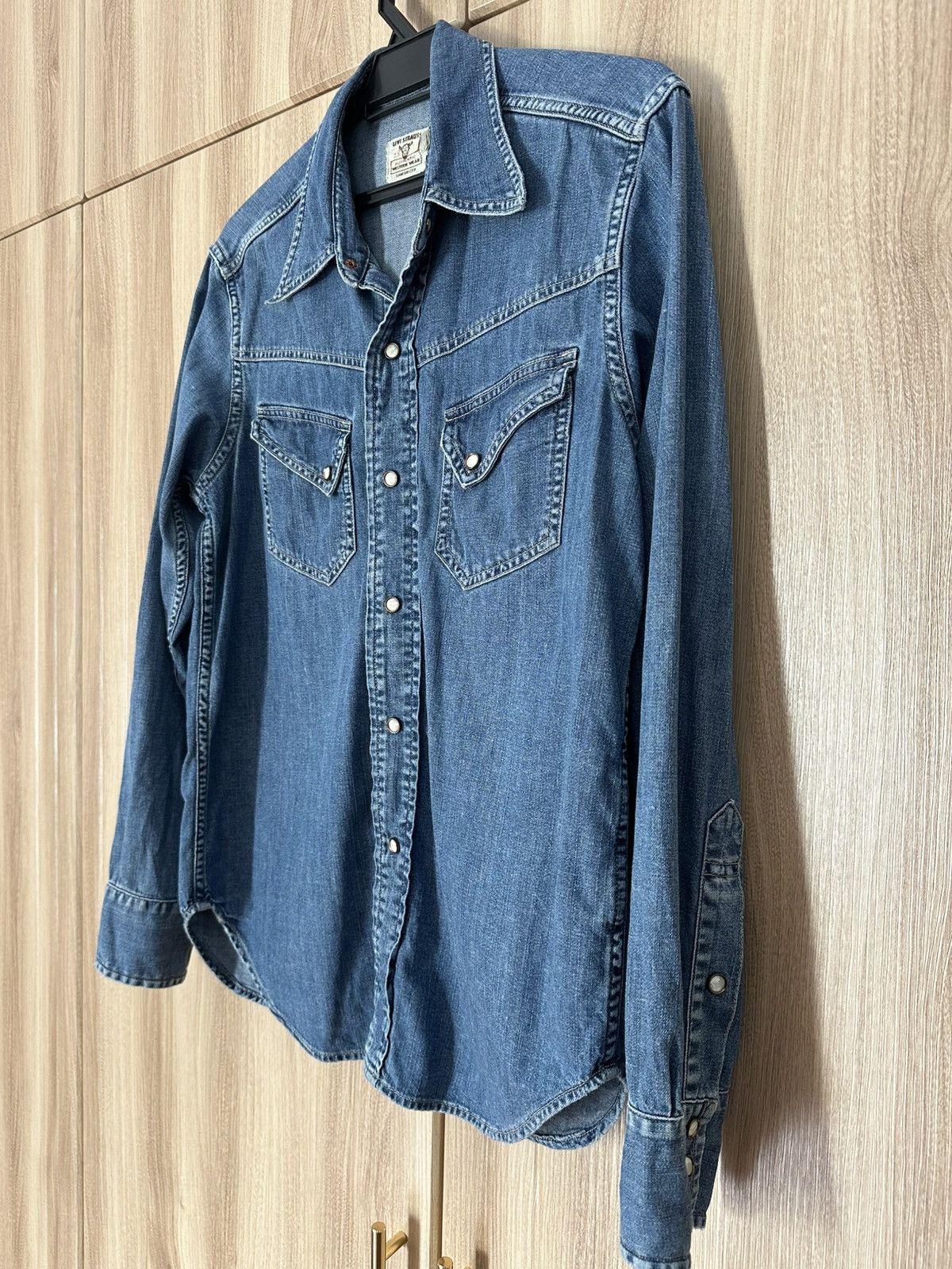 Levi's Vintage Clothing Levis LVC Shorthorn Western Denim Shirt Size US S / EU 44-46 / 1 - 4 Thumbnail