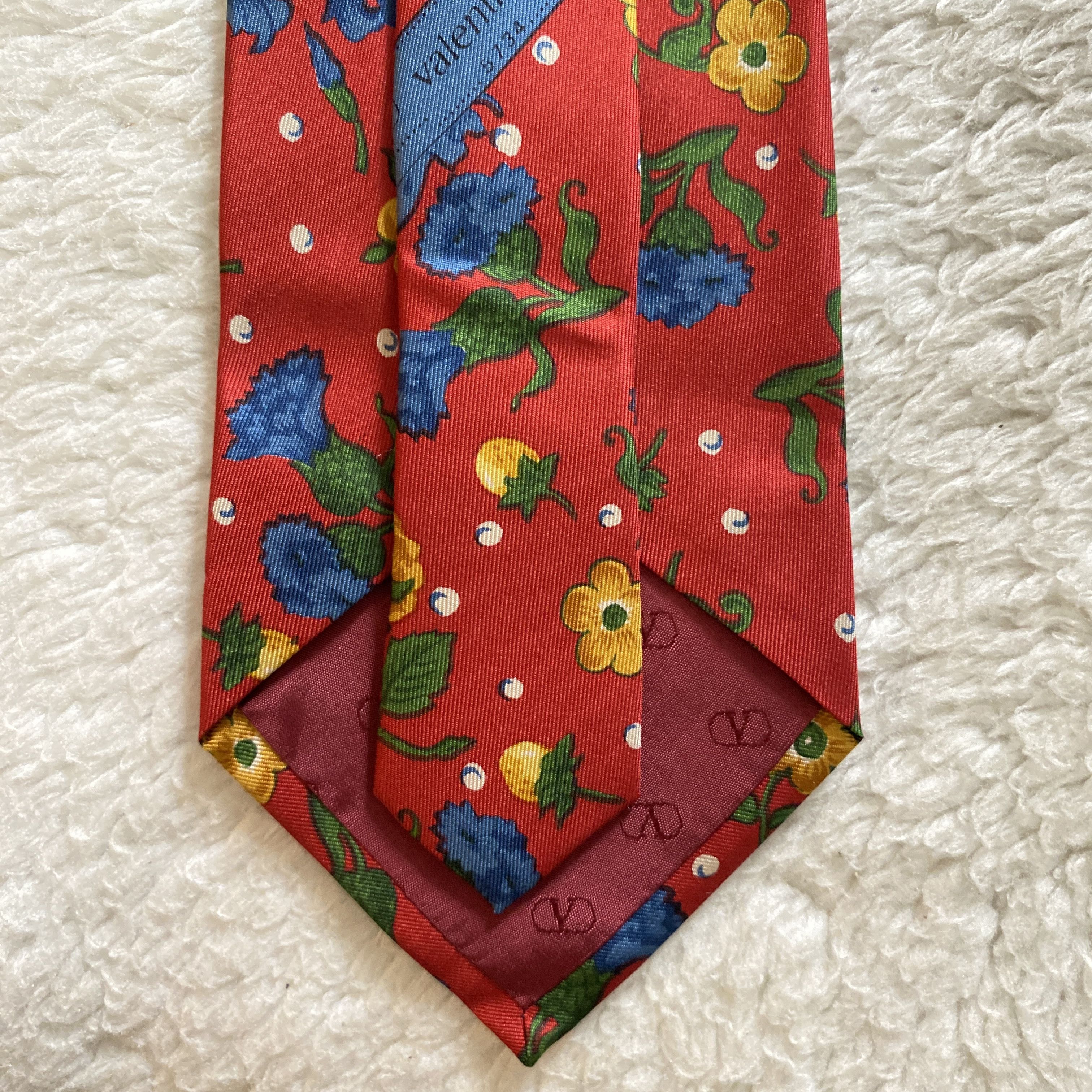 Valentino Vintage Valentino Cravatte Silk Tie – Red Retro Floral Size ONE SIZE - 5 Thumbnail