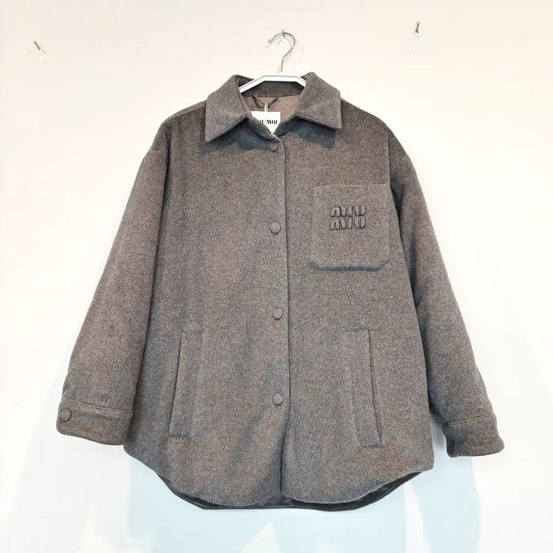 Miu Miu Miu Miu Gray Wool Long Sleeve Cardigan 0089 Size L / US 10 / IT 46 - 1 Thumbnail