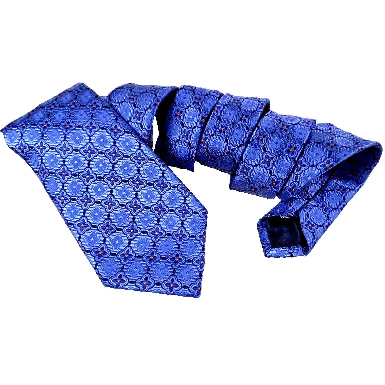 Other Bolgheri Silk Tie Blue Periwinkle Orange Foulard Jacquard Size ONE SIZE - 1 Thumbnail