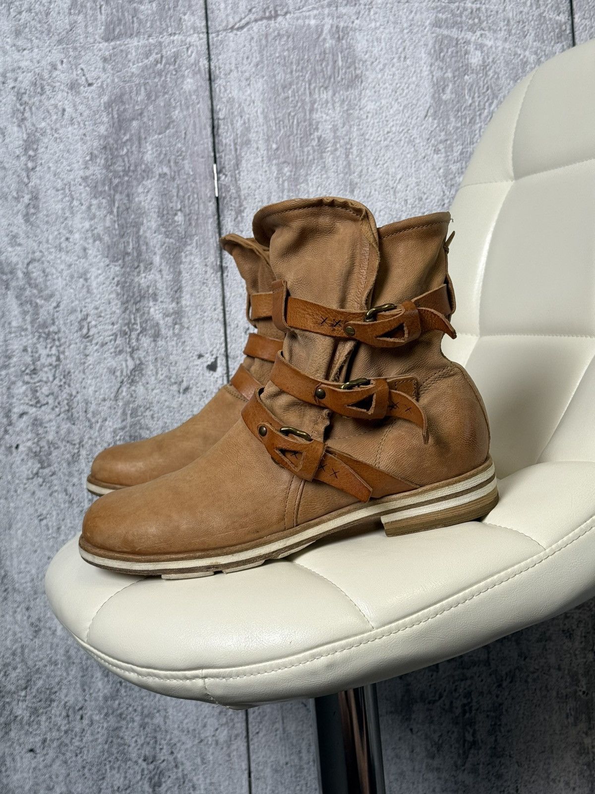 A.S.98 A.S.98 Airstep Brown Leather Strap Buckle Avant-Garde Boots Size US 10 / EU 43 - 2 Thumbnail