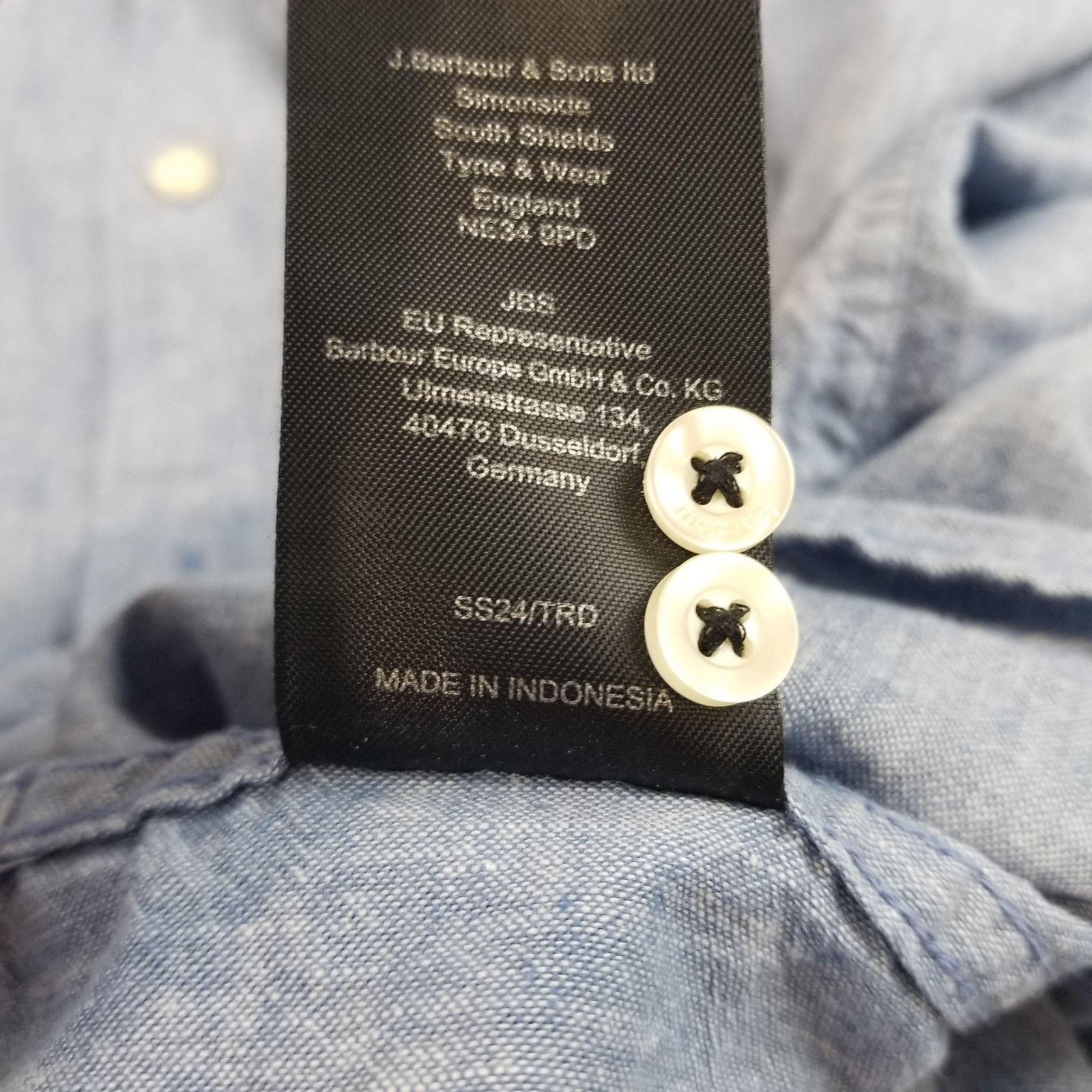 Barbour Barbour Shirt Mens Large Blue Nelson Linen Cotton Chambray Size US L / EU 52-54 / 3 - 8 Thumbnail