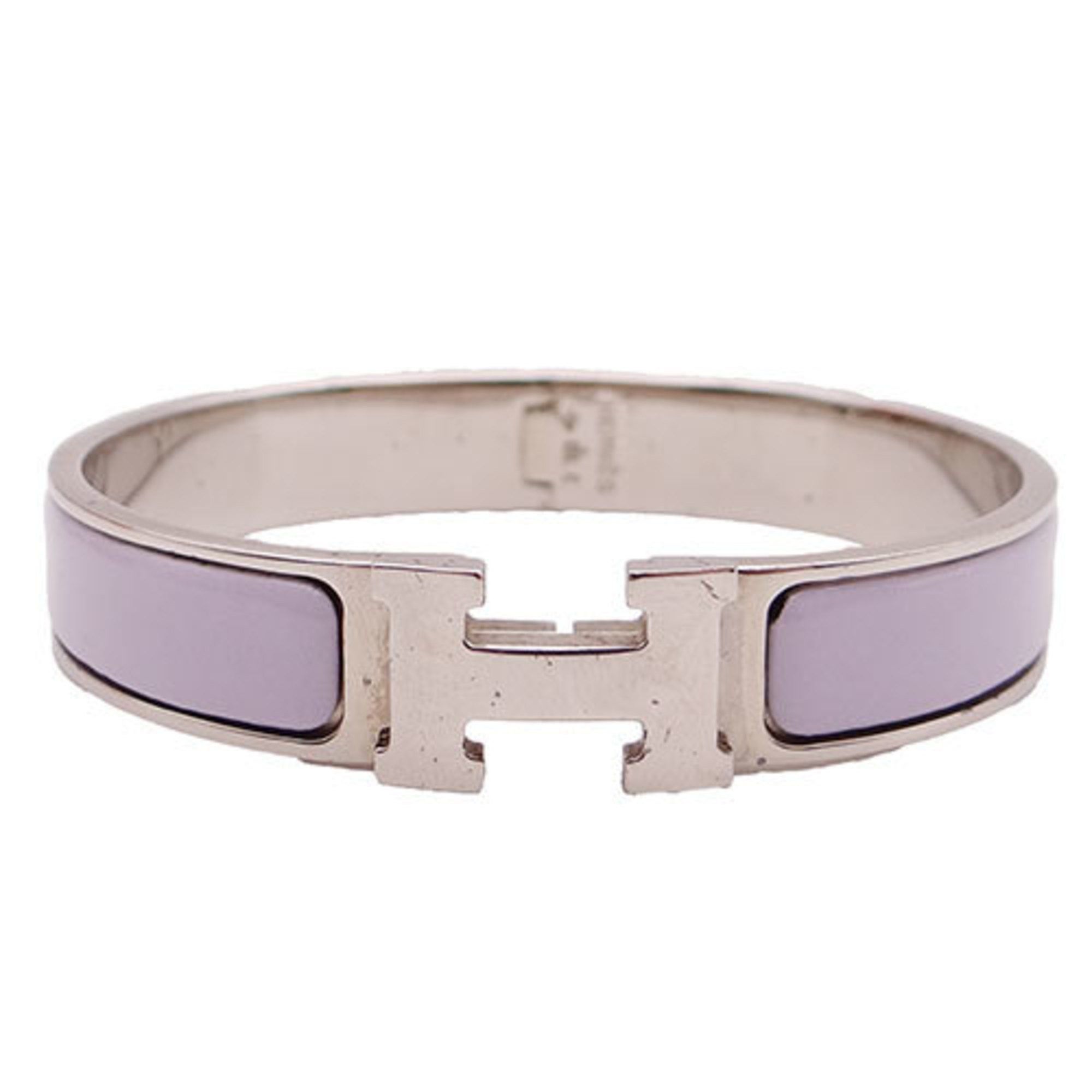 image of Hermes Bangle Click H Bracelet Women's Silver Purple in Black