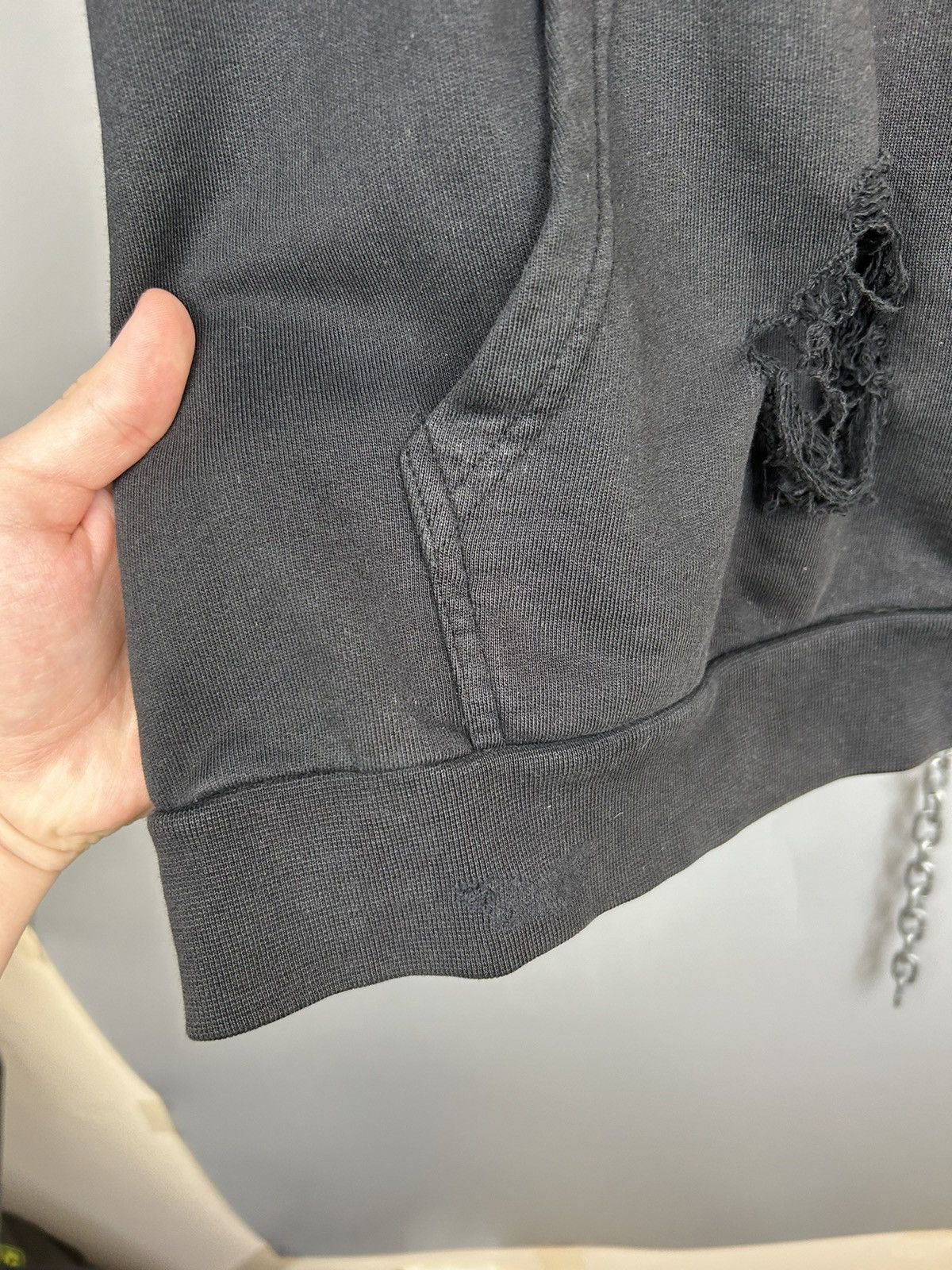 Designer × Sandro Modern Sandro Black Blank Thrashed Hoodie Size US M / EU 48-50 / 2 - 12 Thumbnail