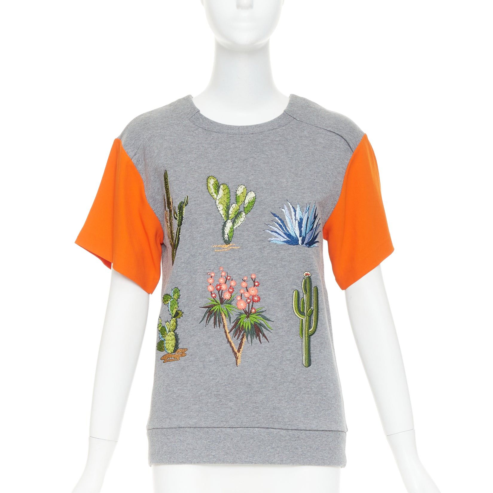 Stella McCartney STELLA MCCARTNEY 2016 grey orange cotton embroidered Cactus pullover sweater IT38 XS Size XS / US 0-2 / IT 36-38 - 1 Thumbnail
