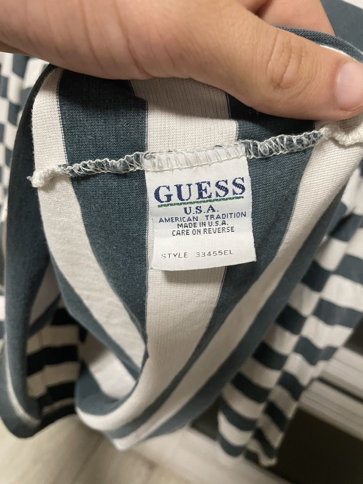 Guess × Vintage Vintage 90s Guess Jeans USA Stripes Longsleeve Y2K T Shirt Size US L / EU 52-54 / 3 - 11 Thumbnail