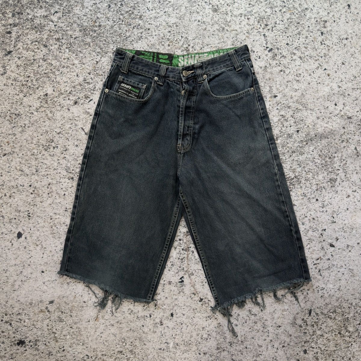 Vintage Thrashed Faded Distressed Y2K Jean Shorts Jorts ERD Grunge Size US 29 - 1 Thumbnail