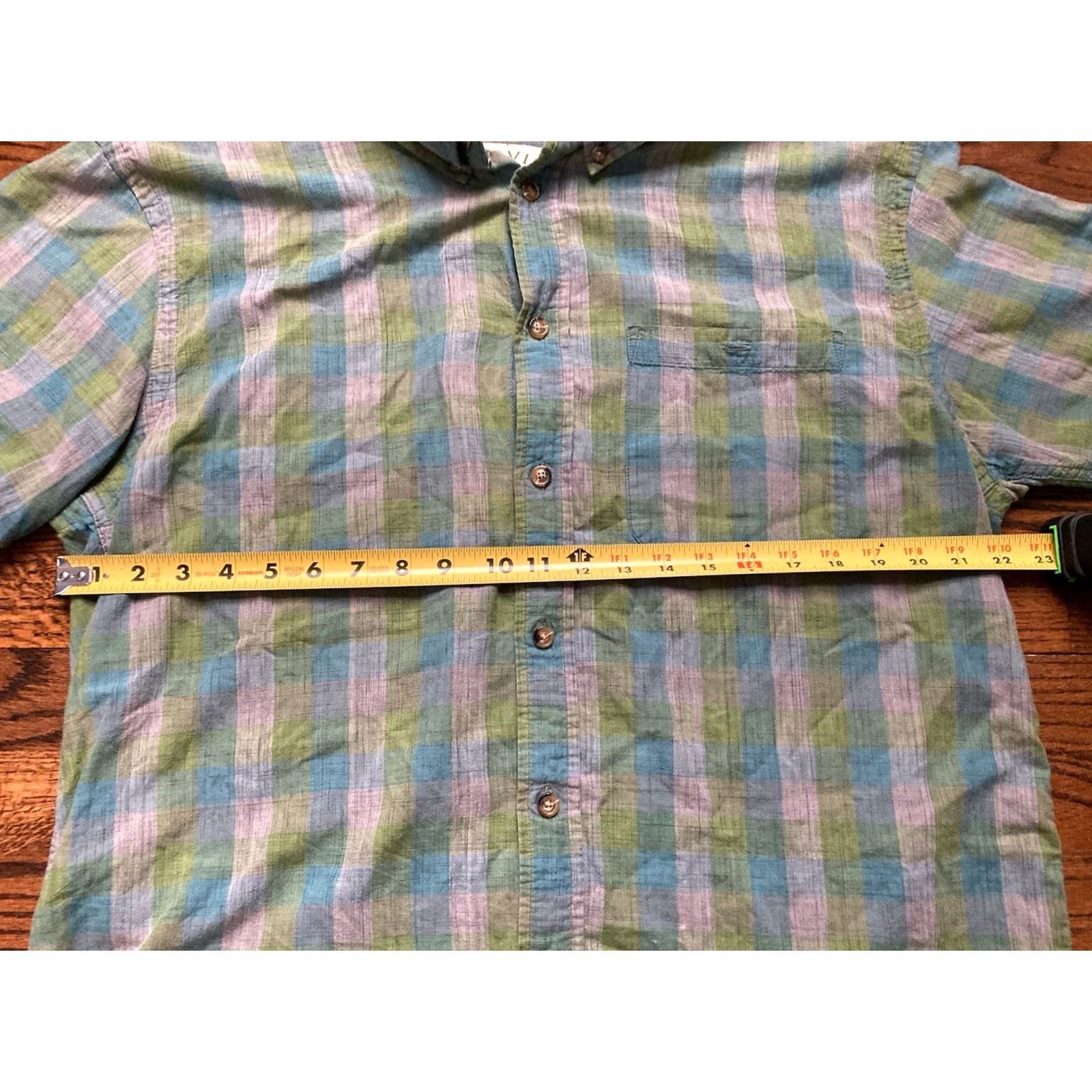 Orvis Orvis Shirt Button-Up Short Sleeve Plaid Linen Multicolor Large Men’s Sz L Green Blue Button-Down Collar Mens Size US L / EU 52-54 / 3 - 4 Thumbnail