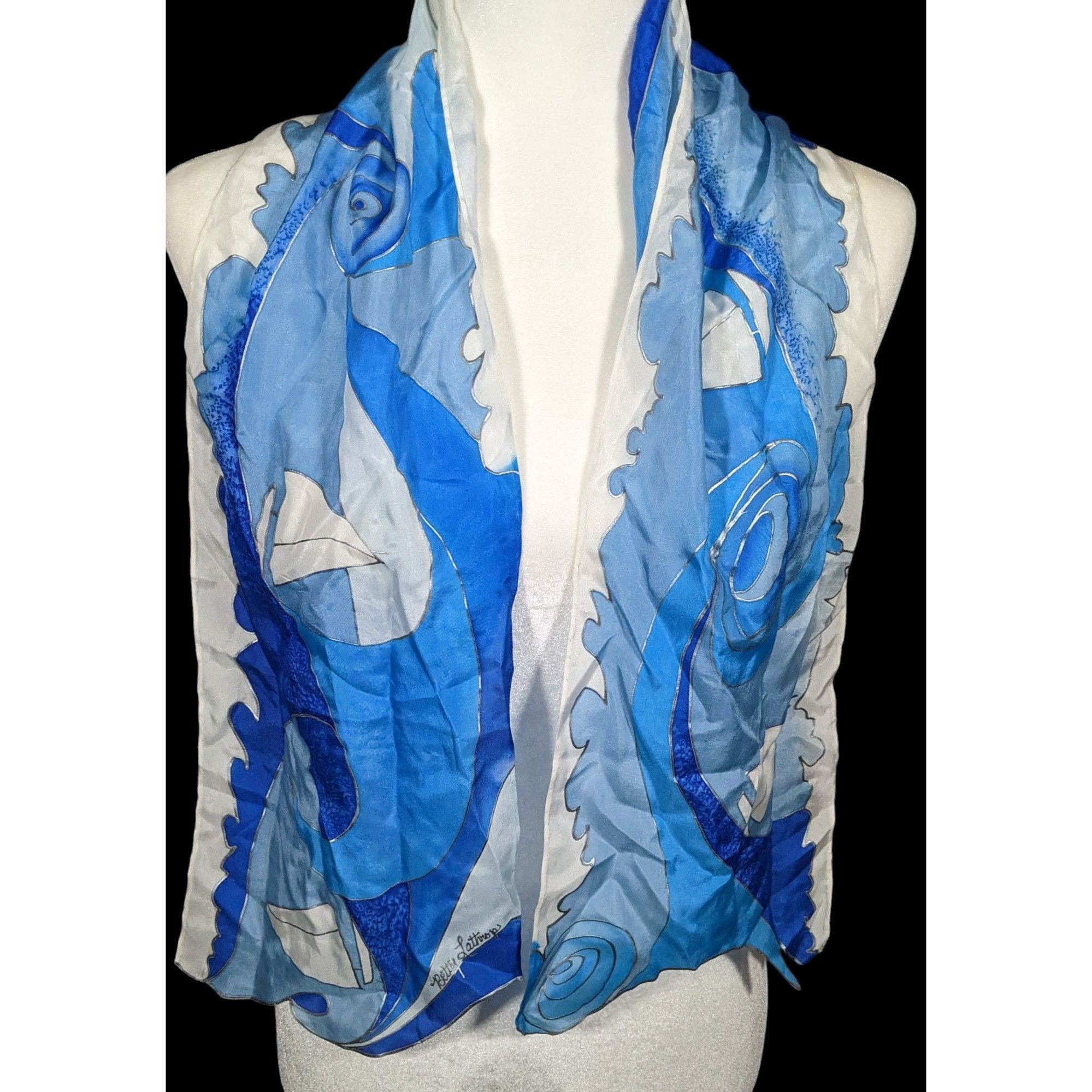 Other Vintage Hand Painted Betty Lanthrope Nautical Scarf Size ONE SIZE - 3 Thumbnail