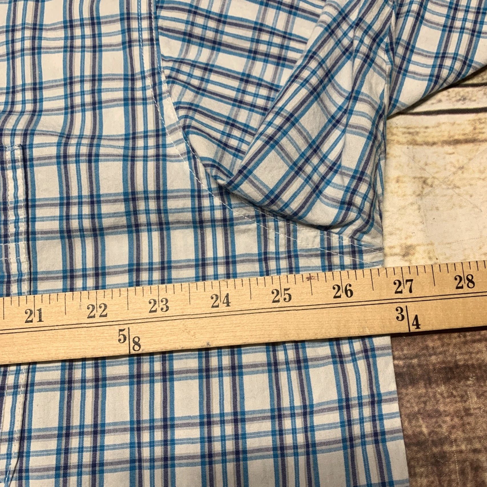 Wrangler Wrangler Western Shirt Short Sleeve Mens 2XL Blue White Plaid Button Down Size US XXL / EU 58 / 5 - 6 Thumbnail