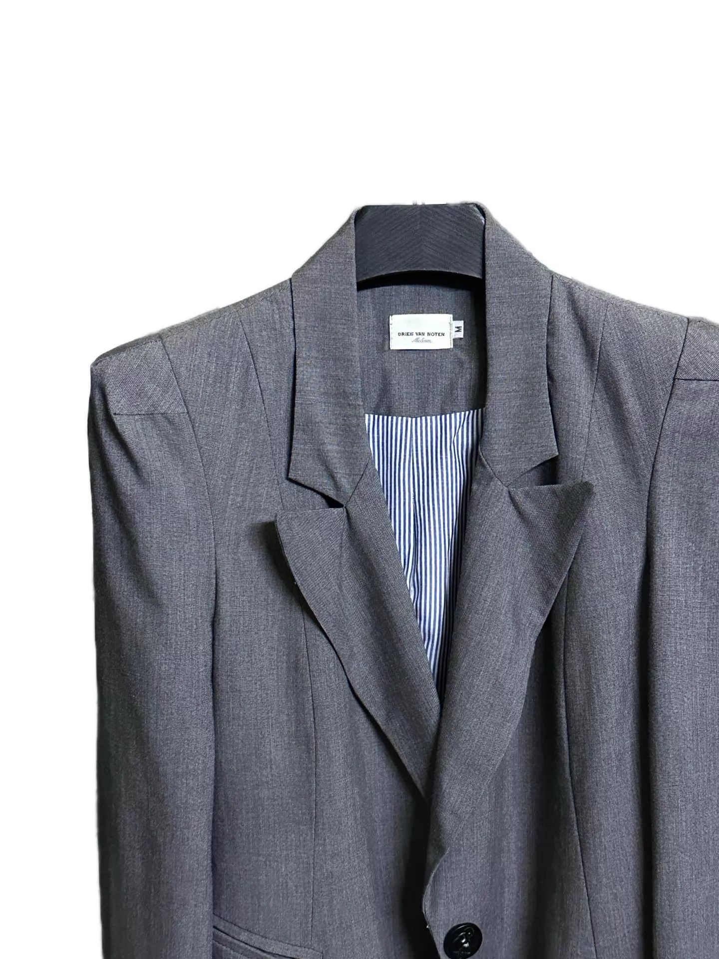 Dries Van Noten Dries Van Noten 1990s Padded Shoulders Gray Blazer Size US M / EU 48-50 / 2 - 2 Thumbnail