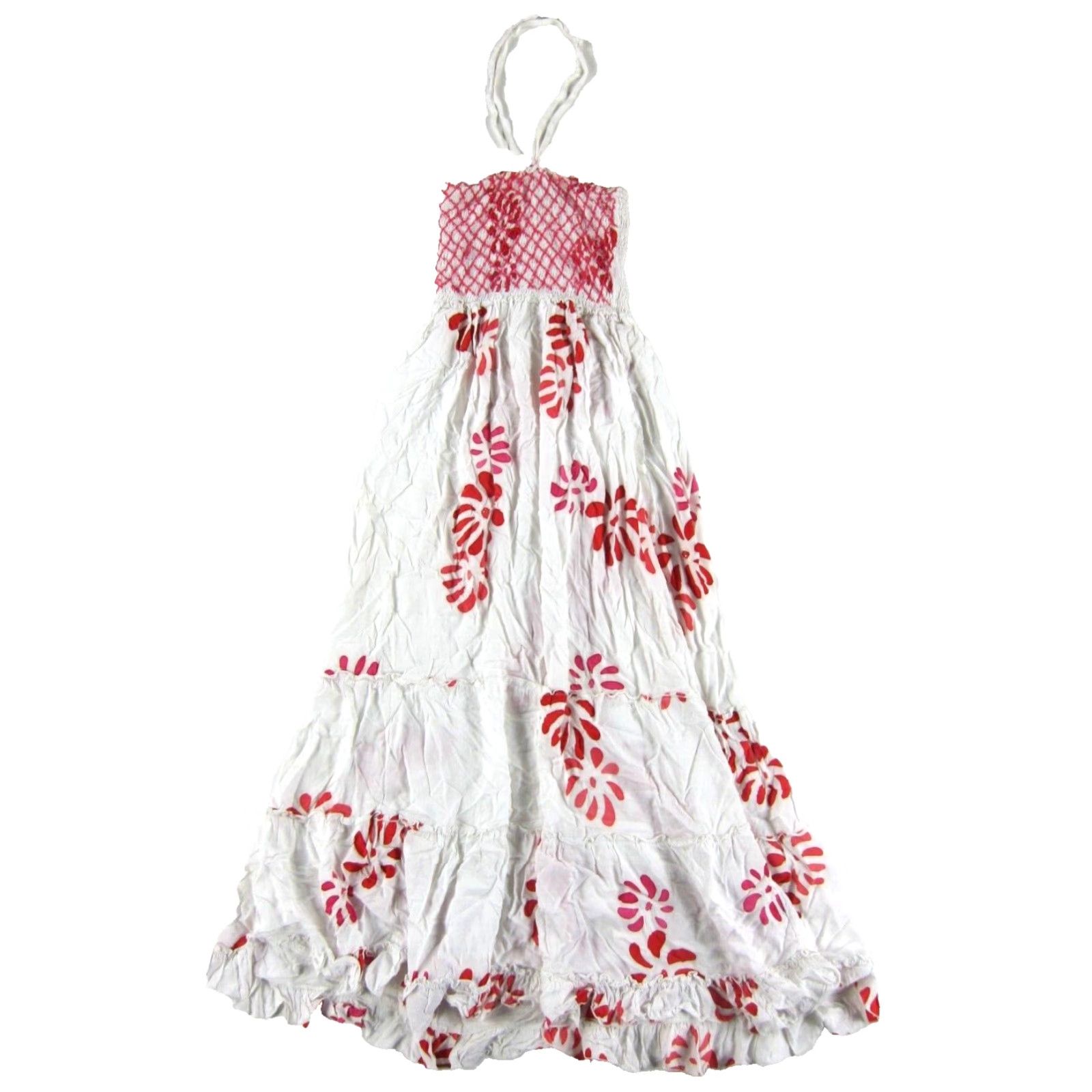 Pinko BAGUS 100% Rayon White Pink Floral Halter Tie Tank Tiered Midi Sun Dress S-M Size S / US 4 / IT 40 - 2 Thumbnail