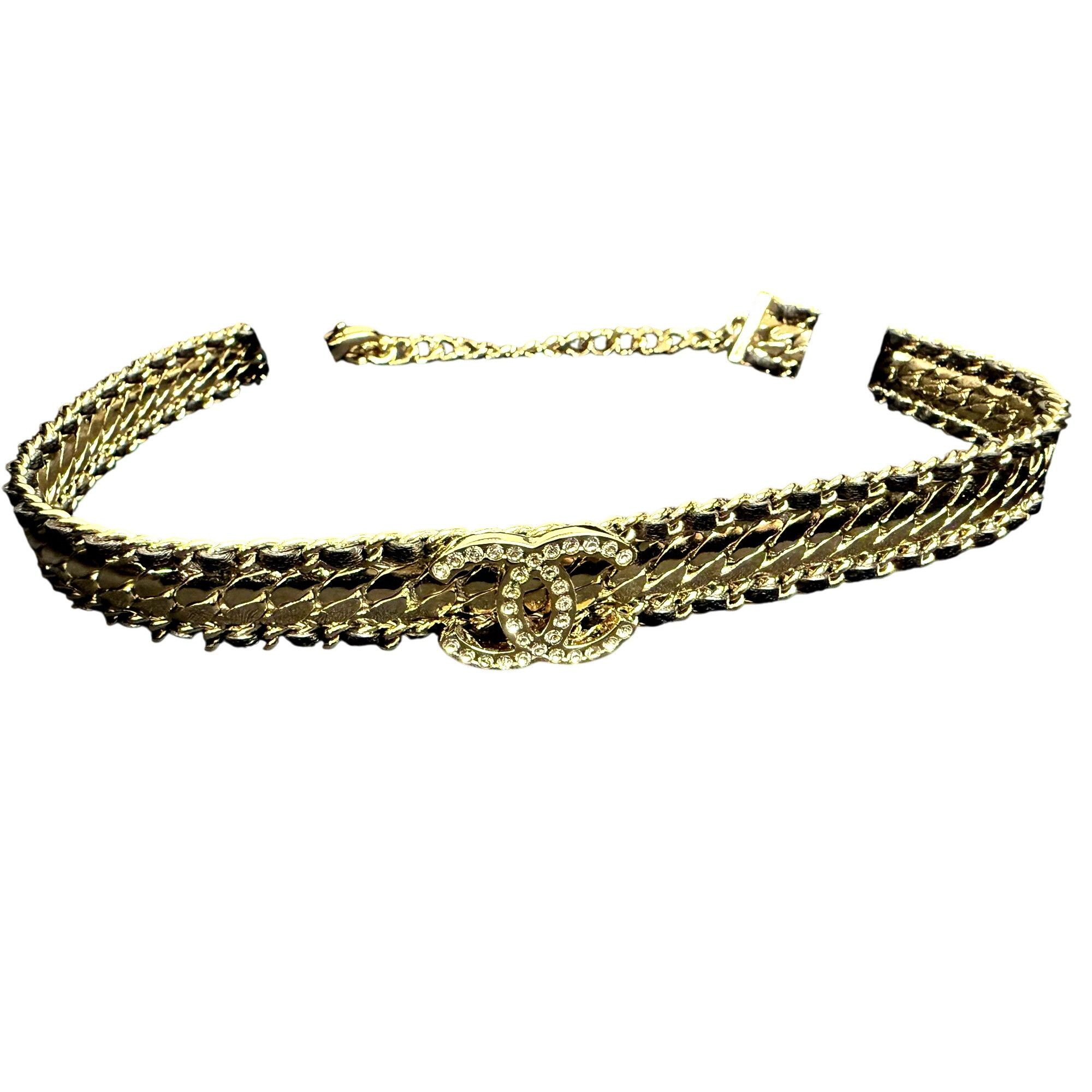 Chanel Chanel Gold & Black Chain Choker Necklace With CC Logo Penda Size ONE SIZE - 1 Thumbnail
