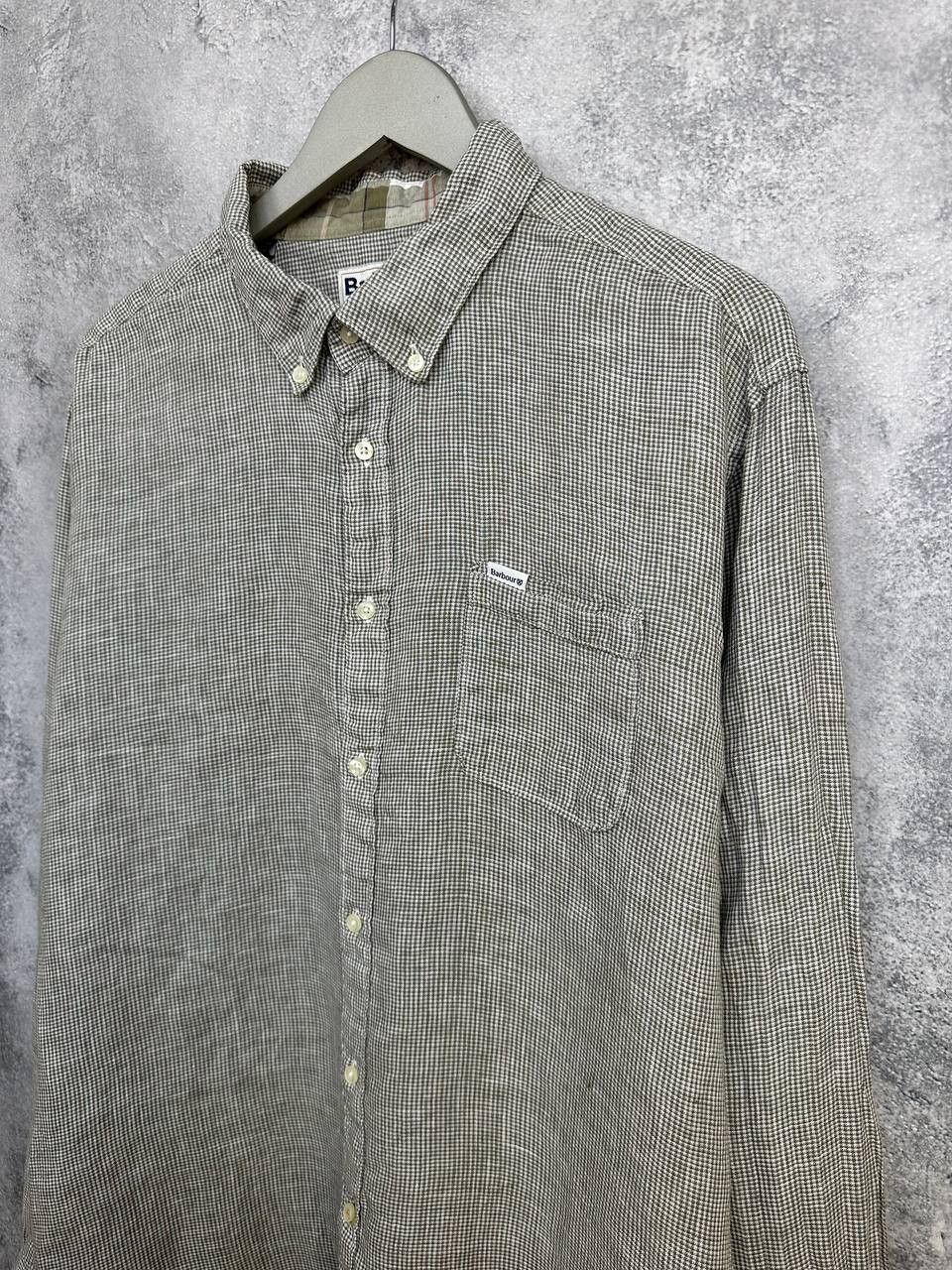 Barbour Barbour 100% Linen Tailored Fit Button-Down Shirt Check Size US XL / EU 56 / 4 - 5 Thumbnail
