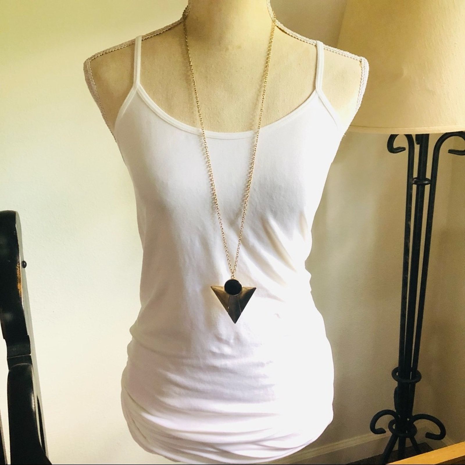 Jewelry Tri-tone dagger style amulet faceted stone necklace Size ONE SIZE - 6 Thumbnail