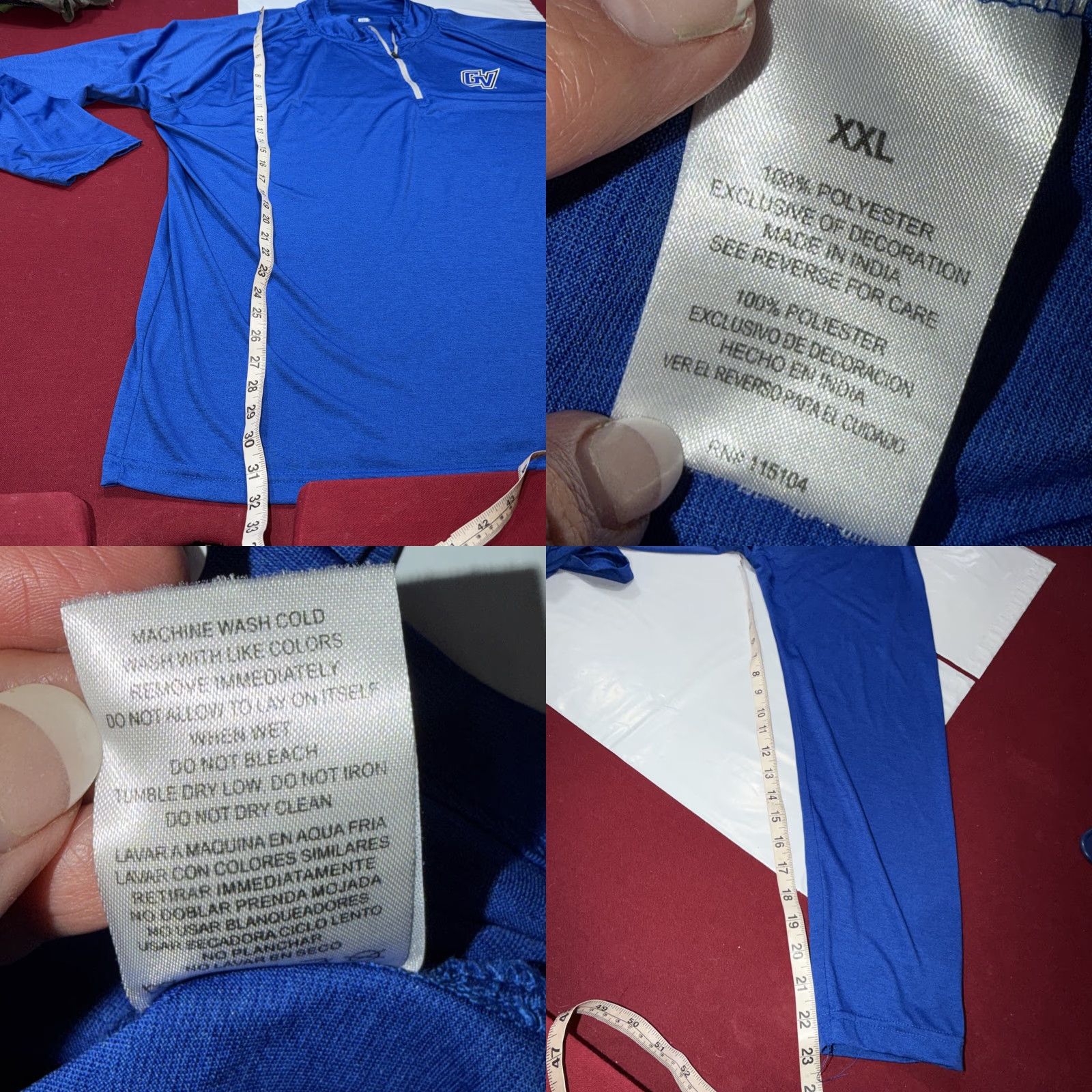 Vintage GVSU blue 1/4 Zip Polyester Pullover SHIRT Men 2XL Grand Valley State Pullover Size US XXL / EU 58 / 5 - 8 Thumbnail