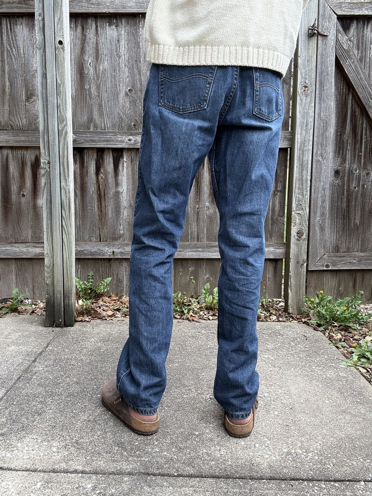 Lee Lee Faded Dark Blue Relaxed Straight Fit Denim Jeans Size US 31 - 3 Thumbnail