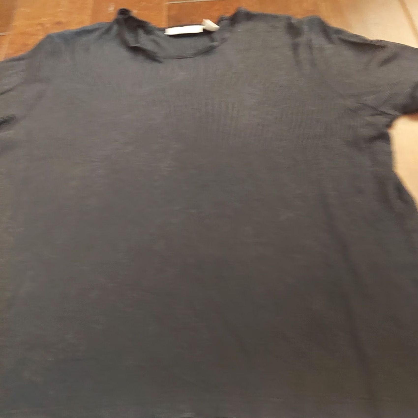 Nordstrom Nordstrom Shirt Black Short Sleeve Top - Size L Womens, Crew Neck, Cotton Rayon, Basic, Solid, Travel, Casual, Regular Fit Size L / US 10 / IT 46 - 4 Thumbnail