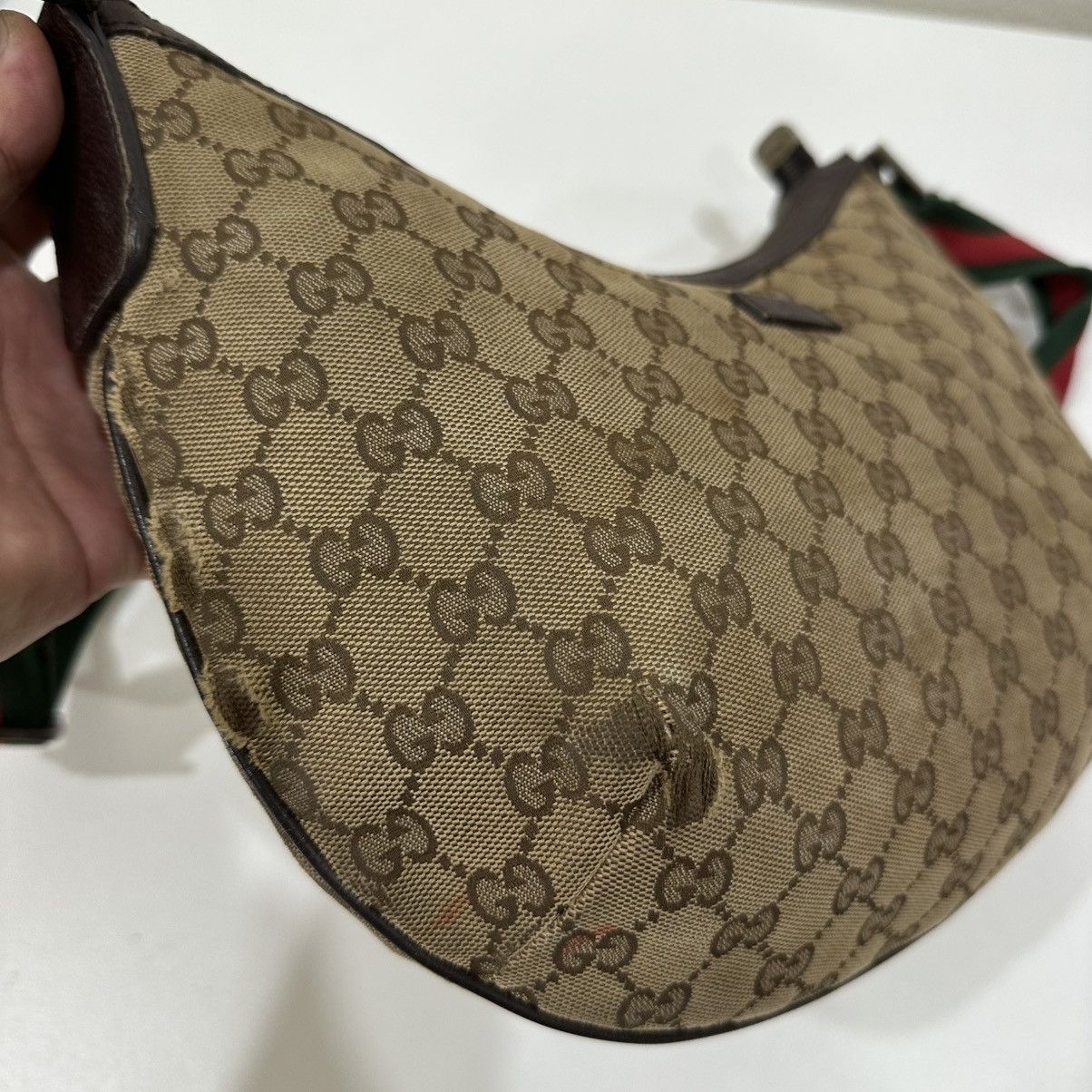 Gucci GUCCI GG WEB HALF MOON MEDIUM CROSSBODY BAG 17 Size ONE SIZE - 9 Thumbnail