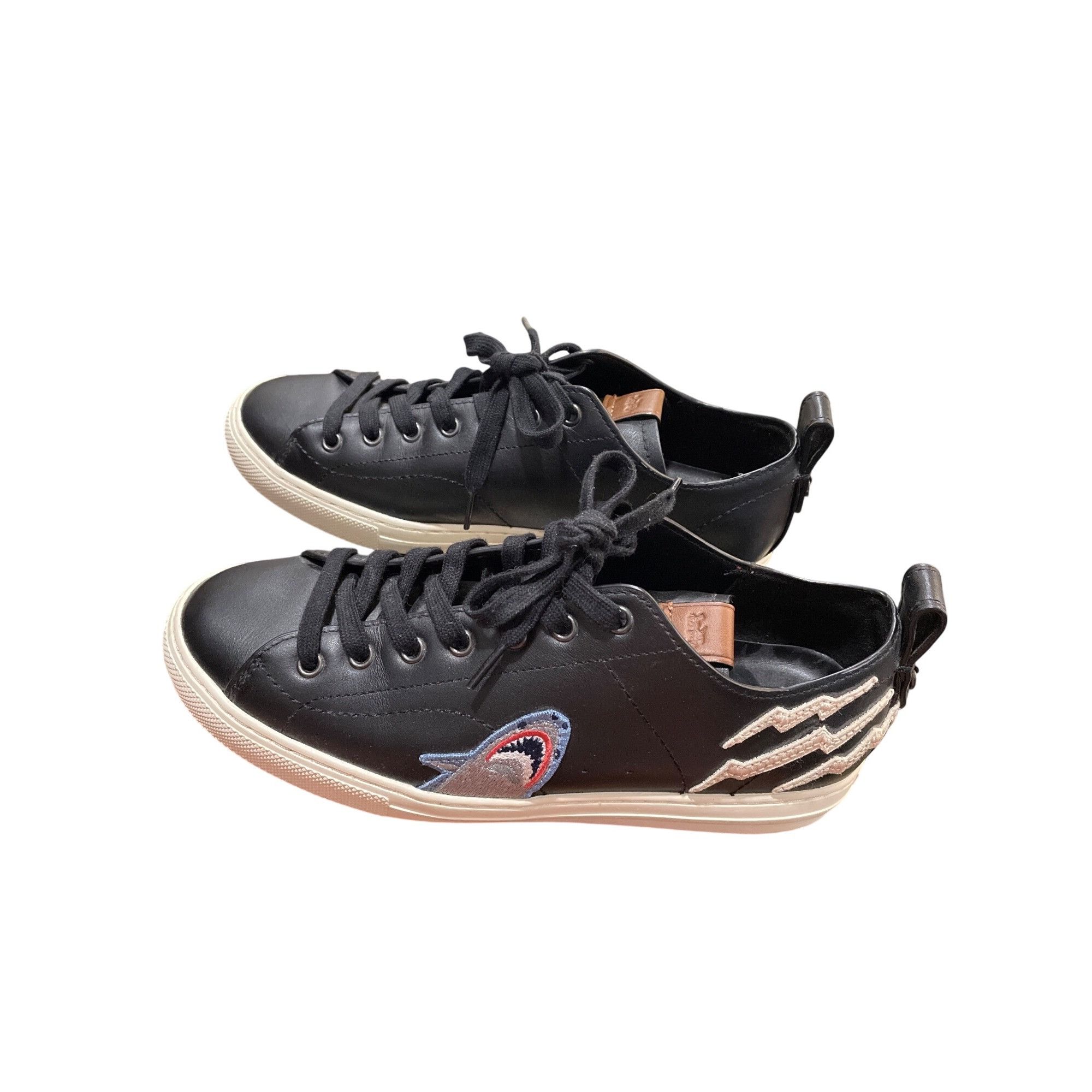 Coach Coach wms black leather low top shark embroided Lightning sn Size US 8 / IT 38 - 5 Thumbnail