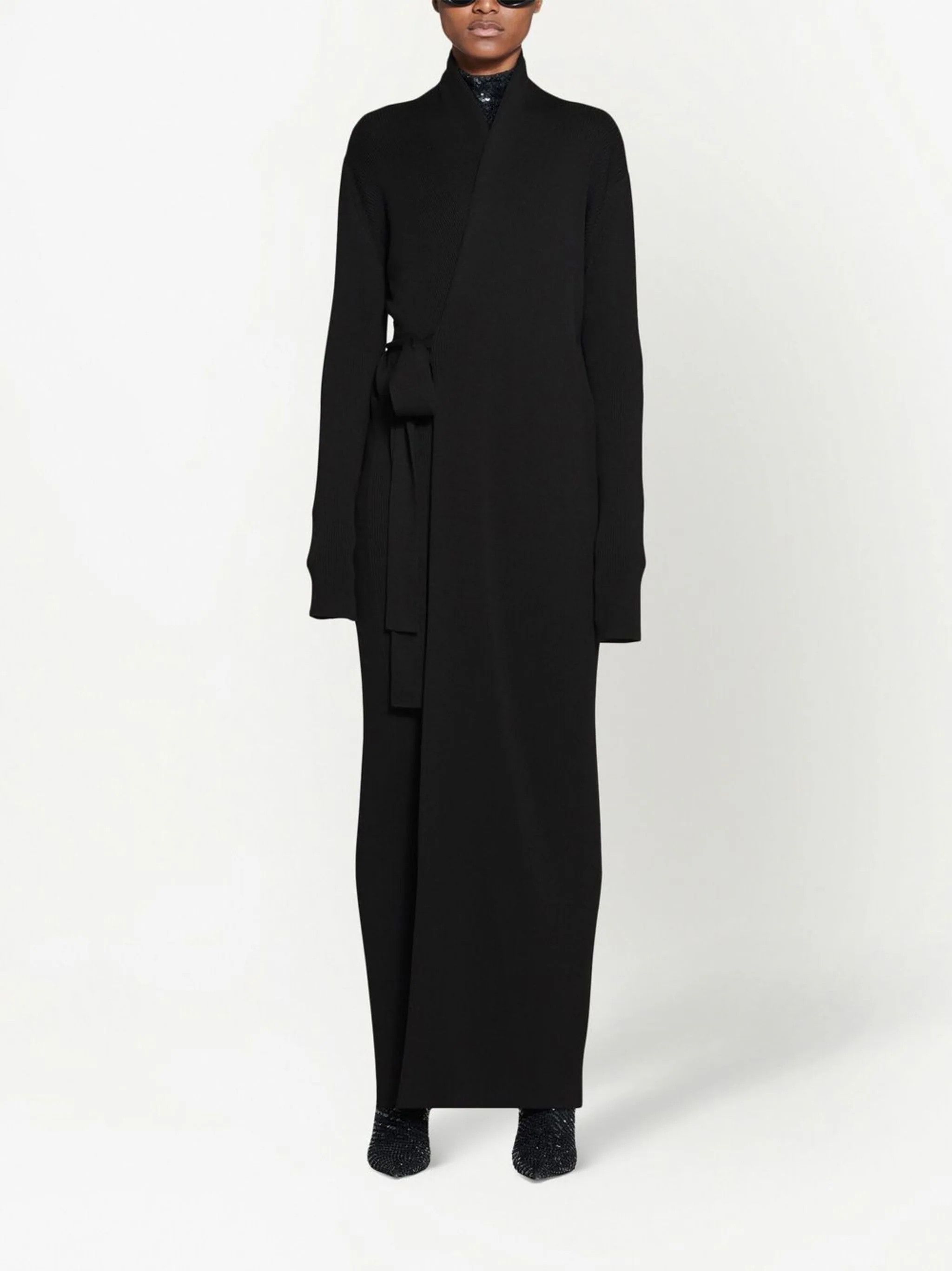 Balenciaga o1mt1gz0824 Wrap Dress in Black Size XL / US 12-14 / IT 48-50 - 2 Thumbnail