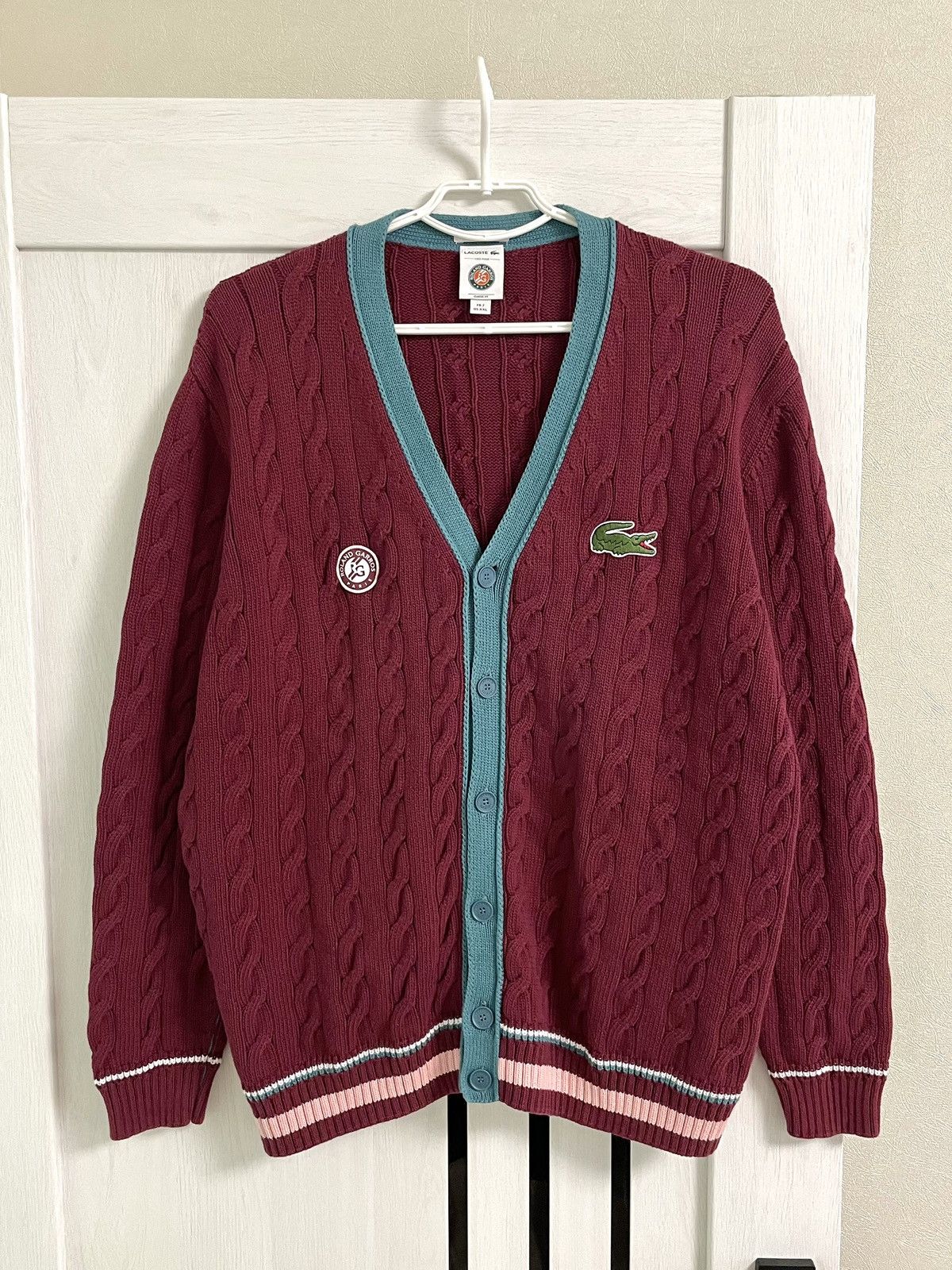 Lacoste Lacoste Roland Garros Tennis Cable Knit Sweater Cardigan Size US XXL / EU 58 / 5 - 11 Thumbnail