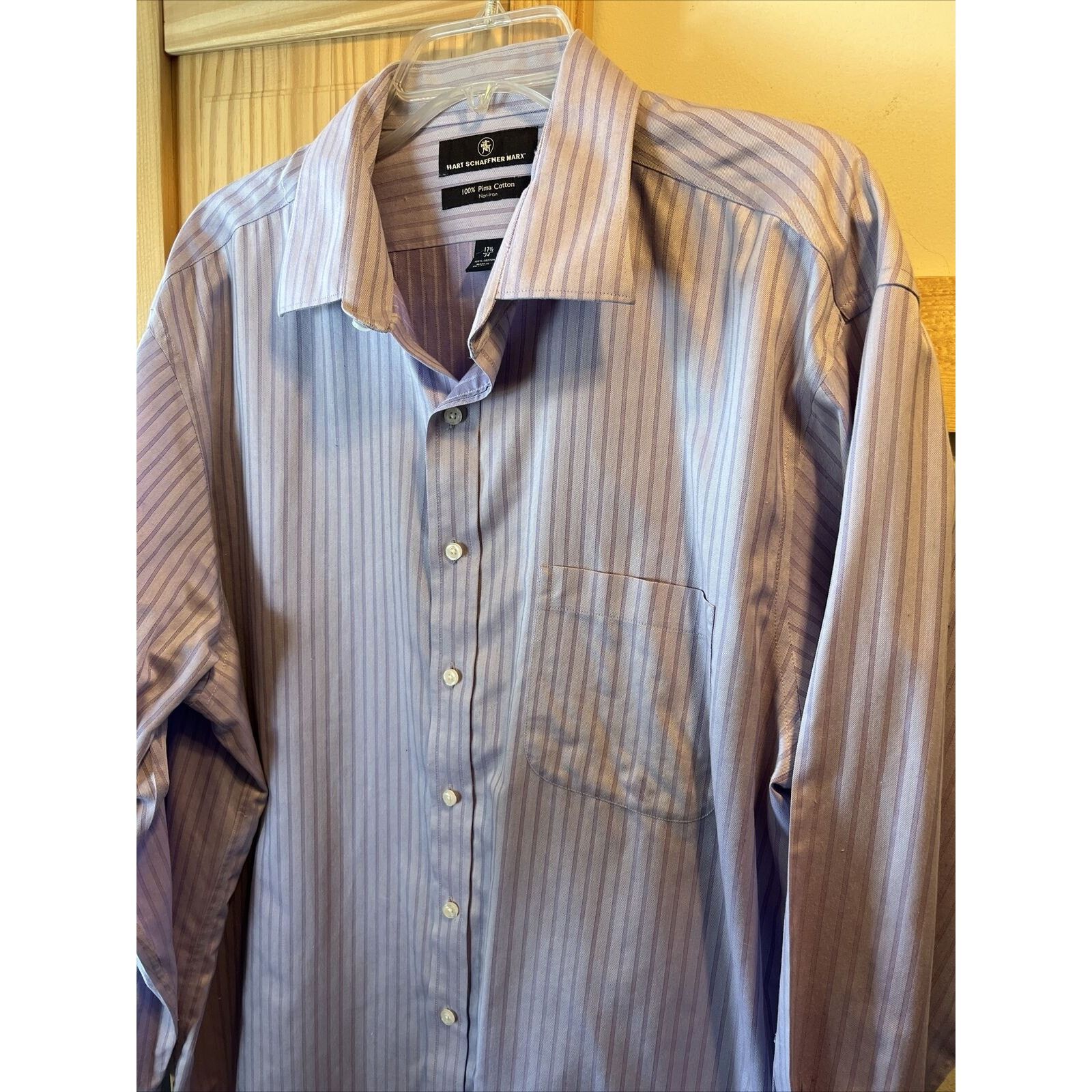 Hart Schaffner Marx Hart Schaffner Marx Men’s 17.5 34 Purple stripe cotton shirt Size US XXL / EU 58 / 5 - 8 Thumbnail