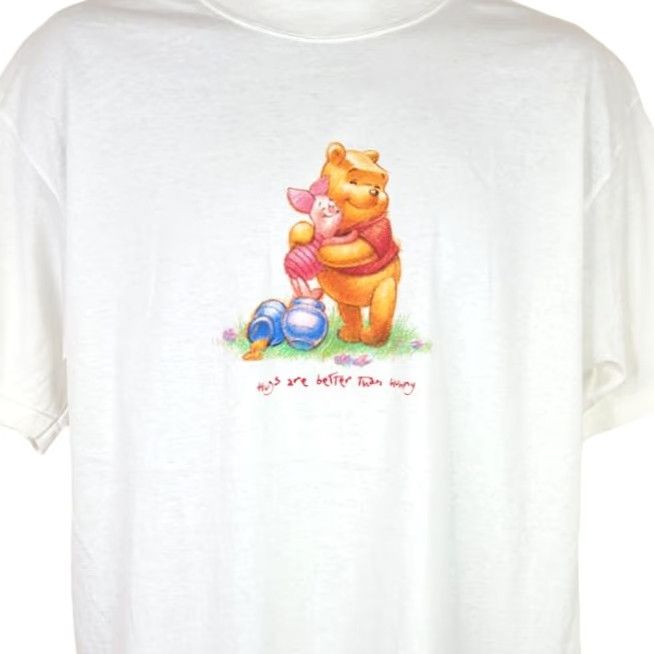 Disney VINTAGE Disney Winnie The Pooh Piglet T Shirt Mens Size S USA 90s Hugs Are Better White Cotton Crewe Neck Short Sleeve Shirt" Size US S / EU 44-46 / 1 - 2 Thumbnail