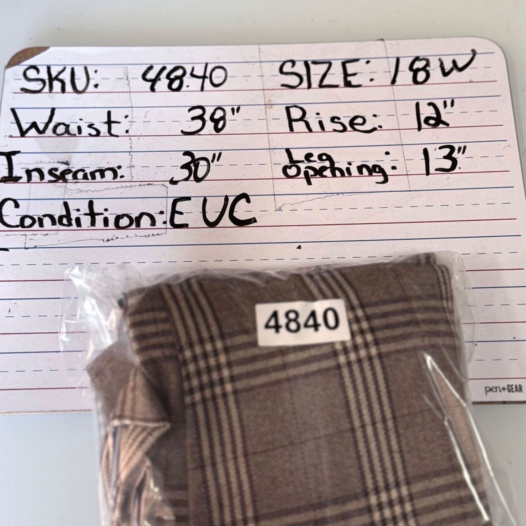 Vintage Ashley Stewart 18W Brown Plaid Wide Leg Pants Career Dark Academia Trousers EUC Size 40" / US 18 - 8 Thumbnail