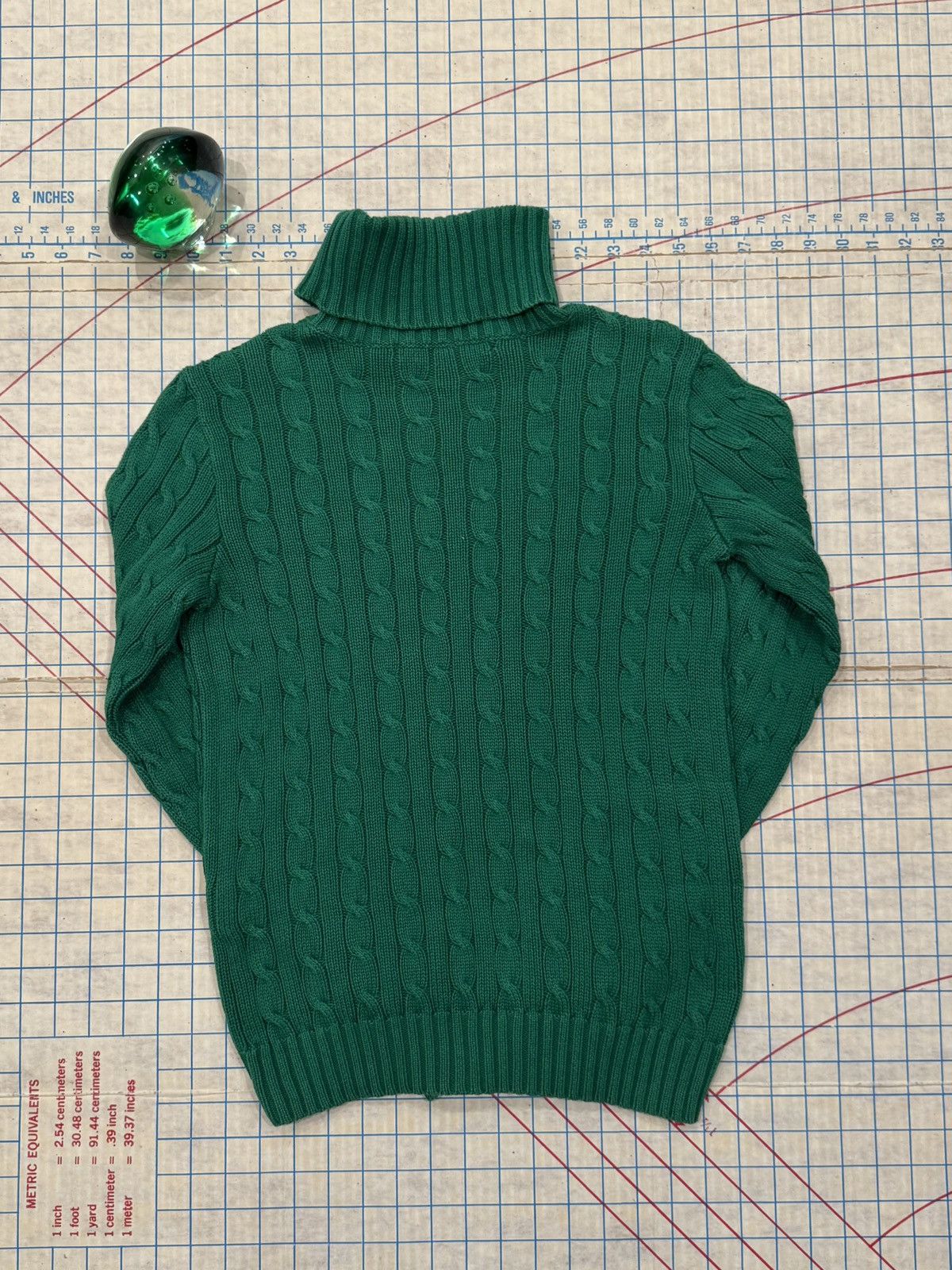 Ralph Lauren Ralph Lauren Sport Cable Knit Turtle Neck Sweater Green Med Size M / US 6-8 / IT 42-44 - 7 Thumbnail