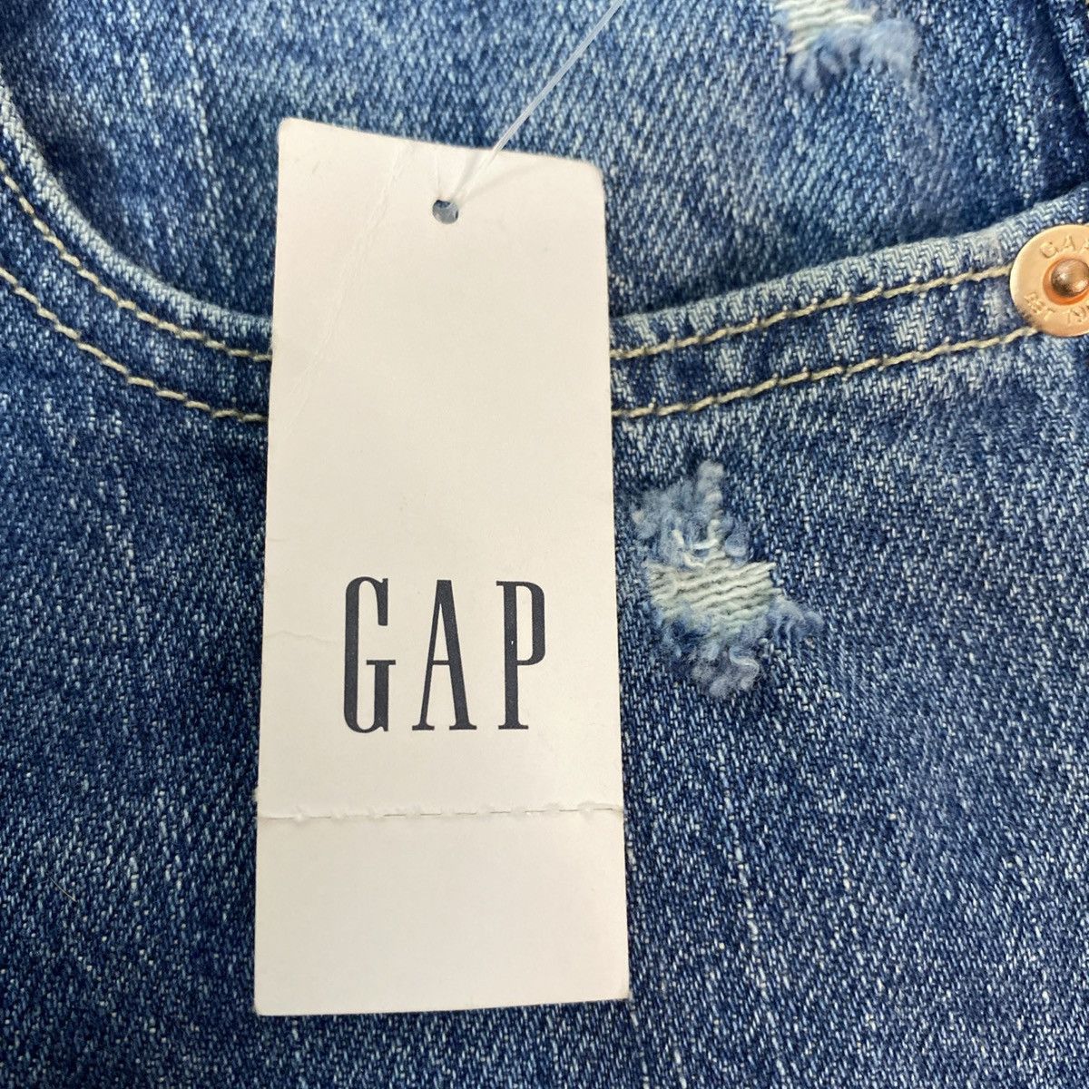 Gap GAP High Rise Women's Jeans Distressed Button 4/27 Tall, NWT Size 27" / US 4 / IT 40 - 10 Thumbnail