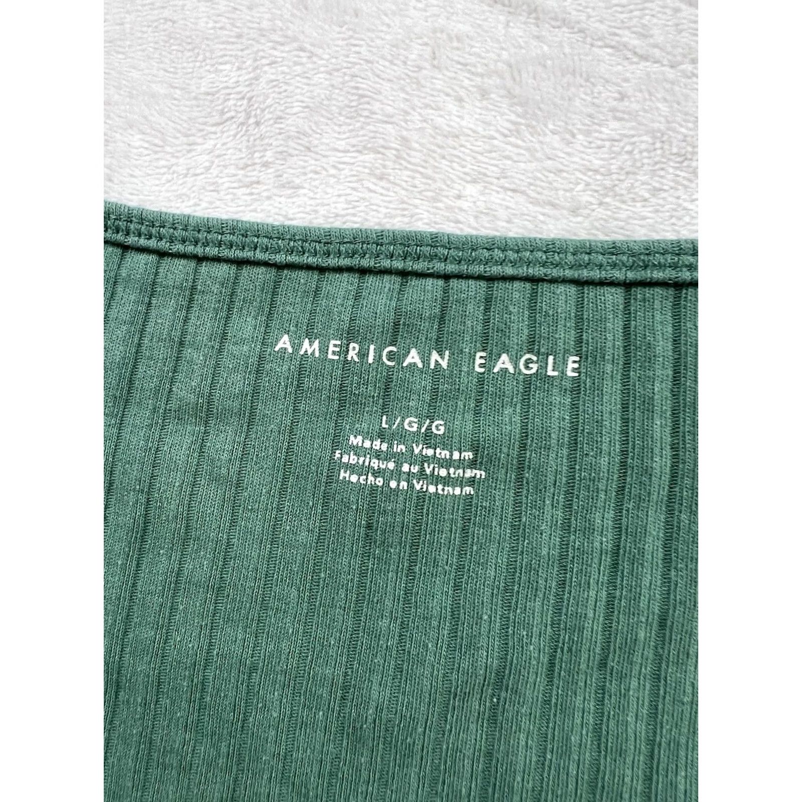 American Eagle Outfitters American Eagle Outfitters Shirt Women’s Green Size L Ribbed Button-Up Casual Long Sleeve Knit Cotton Regular Fit Small Buttons Size L / US 10 / IT 46 - 5 Thumbnail