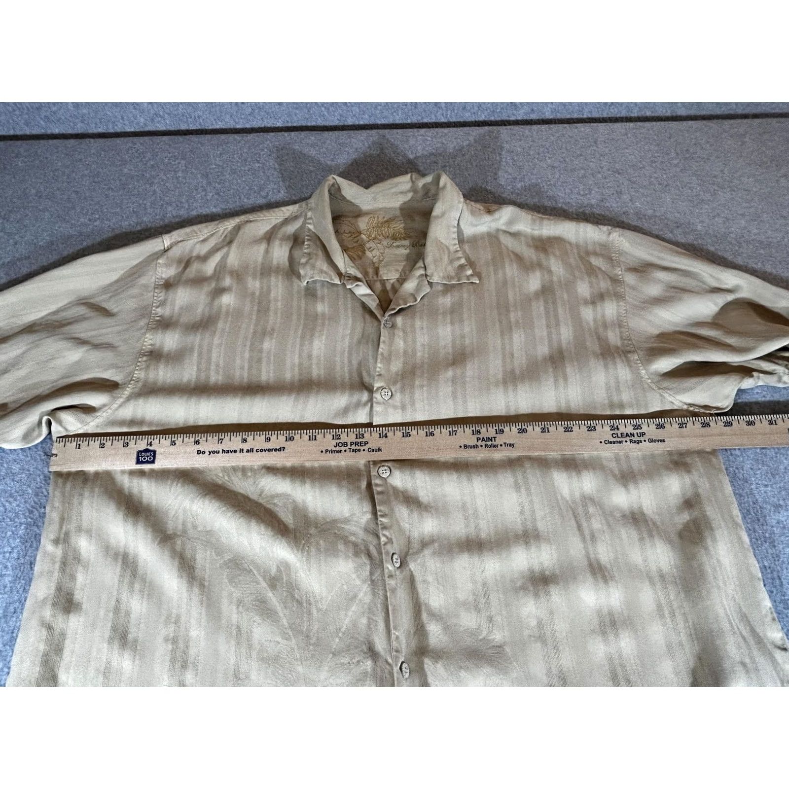 Tommy Bahama Tommy Bahama Shirt Mens 2XL Beige Silk Palm Leaf Short Sleeve Button Camp XXL Mens Size US XXL / EU 58 / 5 - 3 Thumbnail