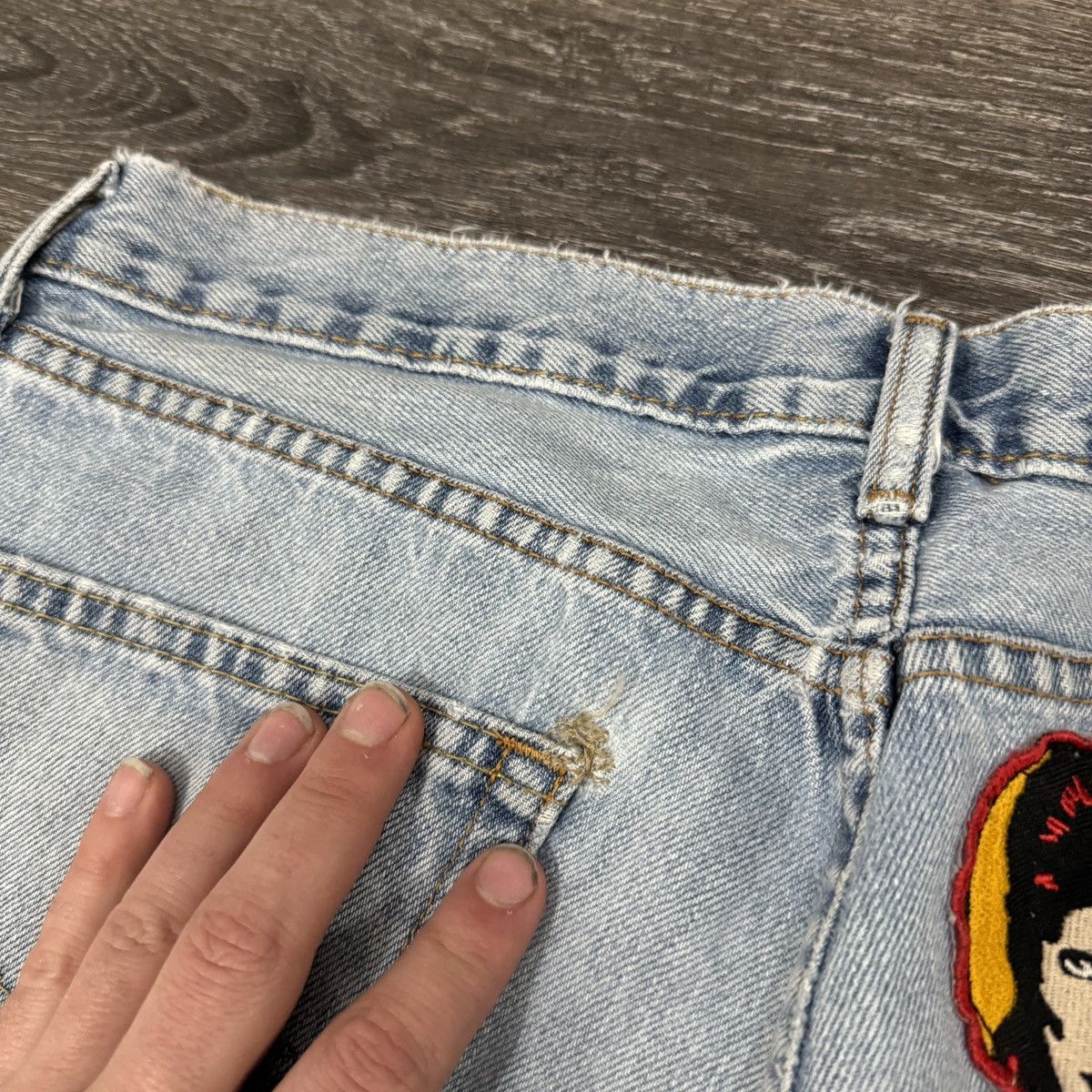Levi's × Vintage Vintage 90s Levi’s wide leg patched distressed & faded jeans Size US 34 / EU 50 - 3 Thumbnail