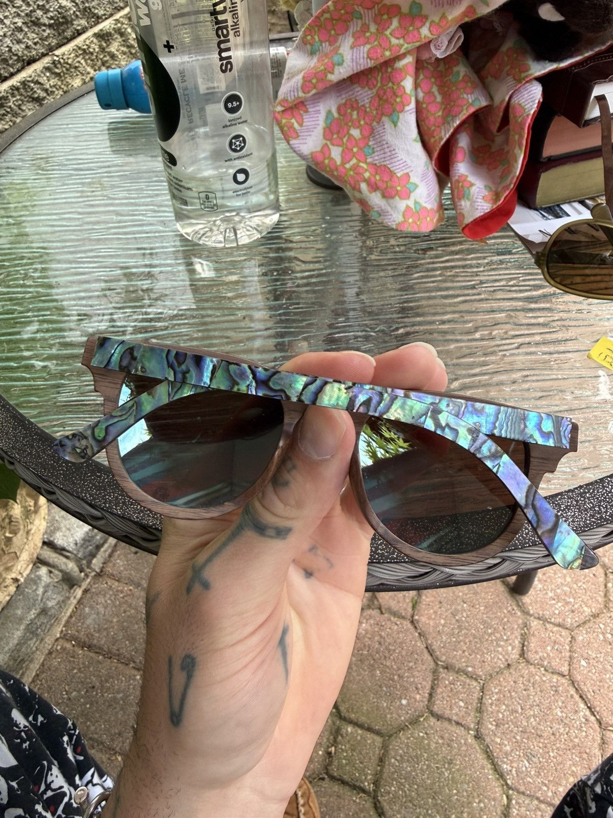 Handmade Handmade Wood sunglasses seashell blue lenses Size ONE SIZE - 2 Thumbnail
