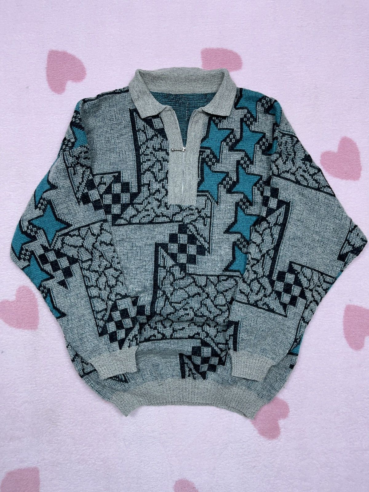 Japanese Brand × Vintage ➕ vintage funky 90s 00s y2k abstract sweater wool Size US M / EU 48-50 / 2 - 2 Thumbnail