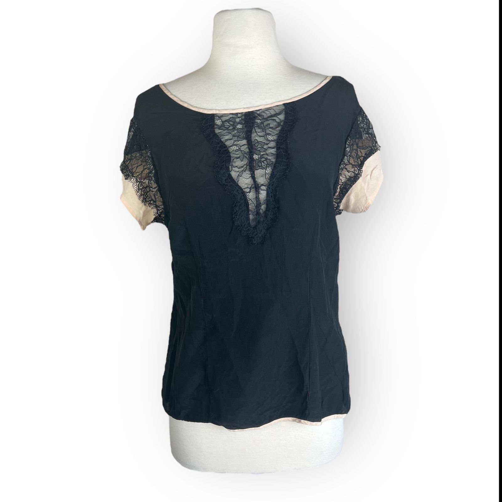 Urban Outfitters Urban Outfitters | Vintage Y2K Black Silk Lace Top | Medium Size M / US 6-8 / IT 42-44 - 7 Thumbnail