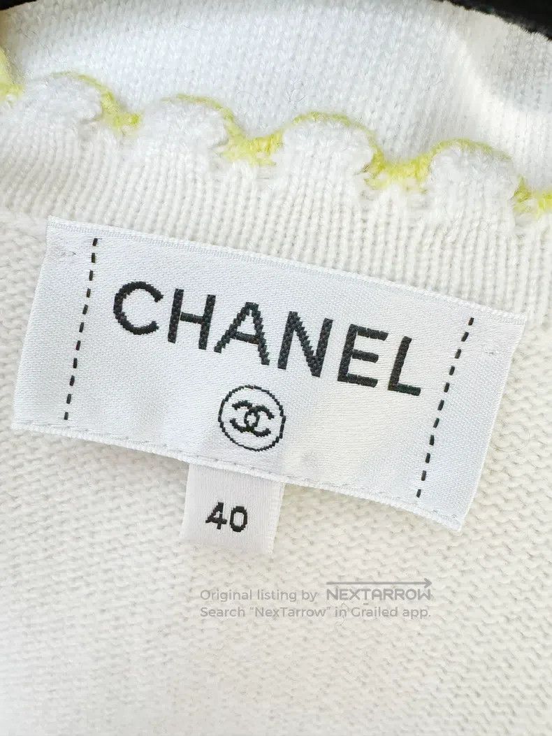 Chanel Chanel 25c yellow wavy lace beige cashmere knitted cardiga Size S / US 4 / IT 40 - 4 Thumbnail