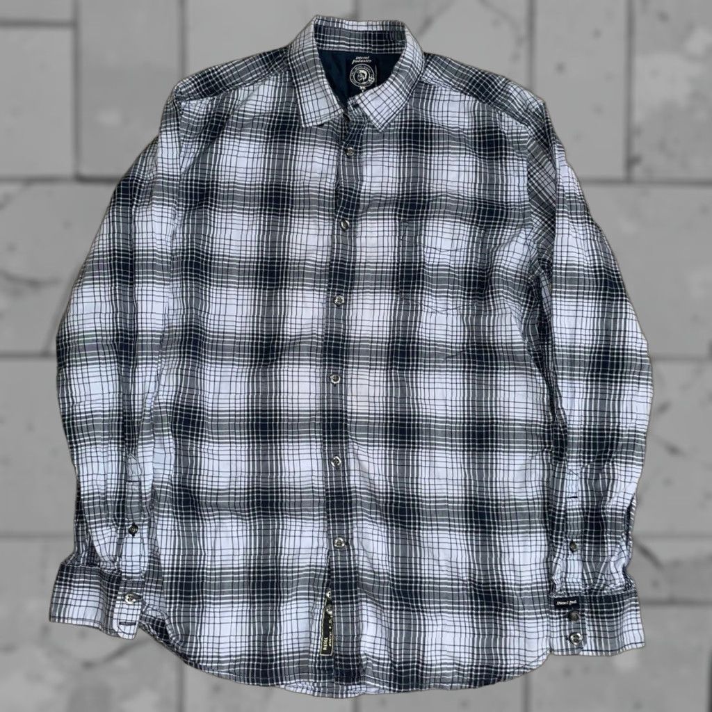 Diesel DIESEL Designer Gray Plaid Button-Up Shirt Mens Size S Size US S / EU 44-46 / 1 - 1 Thumbnail