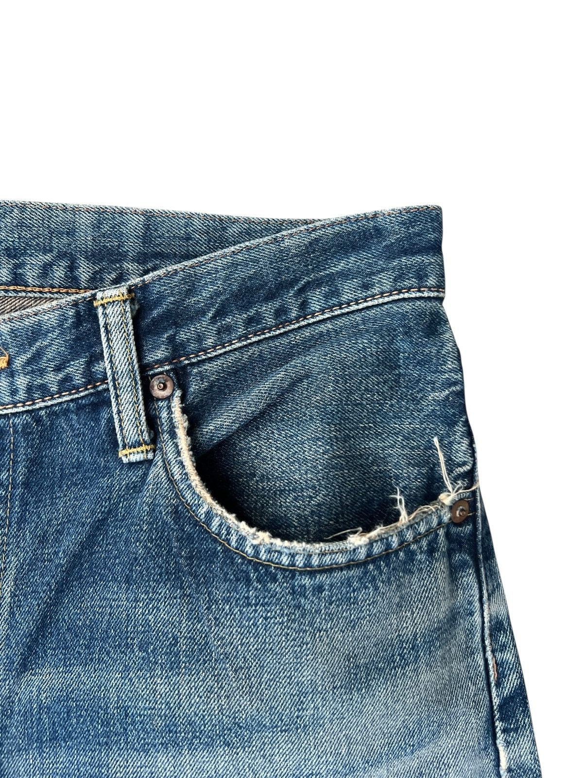 Edwin Edwin 505 Selvedge Mudwash Distressed Short Denim Jeans Size US 33 - 4 Thumbnail