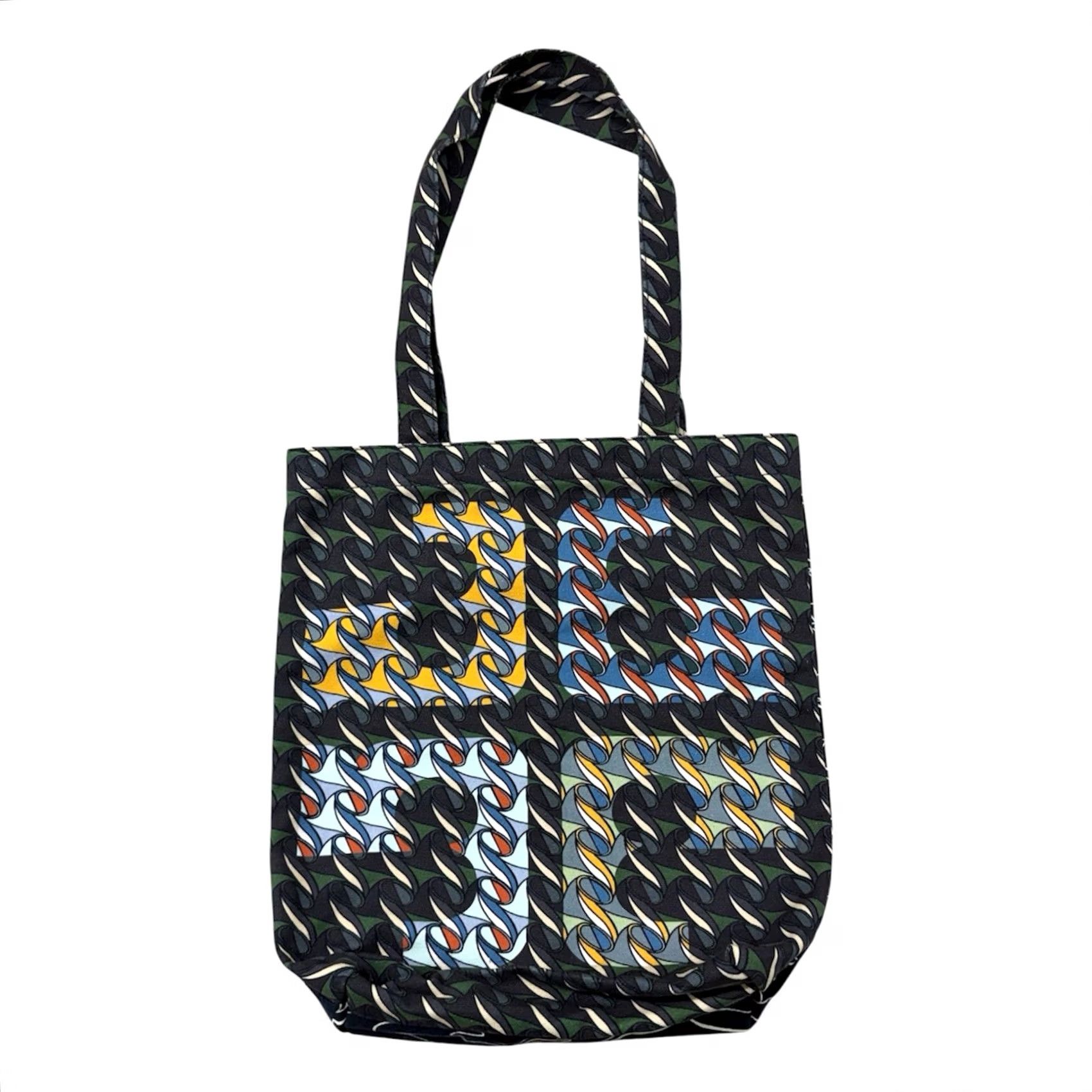 Tory Burch Tory Burch SWAN Tote Bag Geometric Abstract New York Canvas Medium Multicolor Ivory Trim Womens Size ONE SIZE - 2 Thumbnail