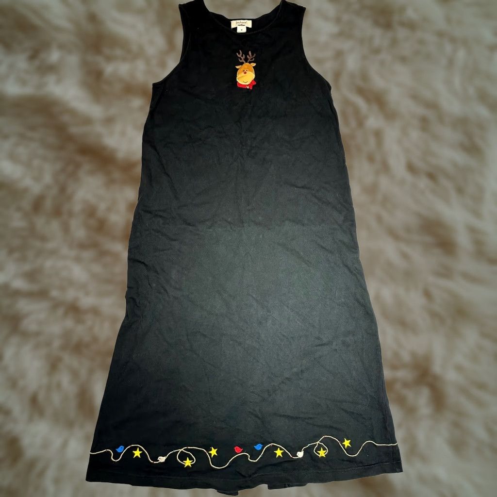 Bell Bechamel Maxi Dress Bechamel Black M Women Holiday Bechamel Sleeveless ReinDeer Embroidered Jingle Bells Dress Size M / US 6-8 / IT 42-44 - 1 Thumbnail