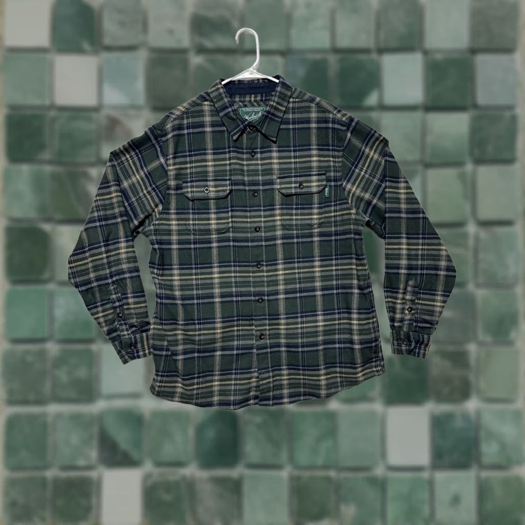 Vintage VINTAGE WOOLRICH SHIRT SHACKET Flannel Plaid Green/Blue Button-Up Side Pockets XL Mens Size US XL / EU 56 / 4 - 1 Thumbnail
