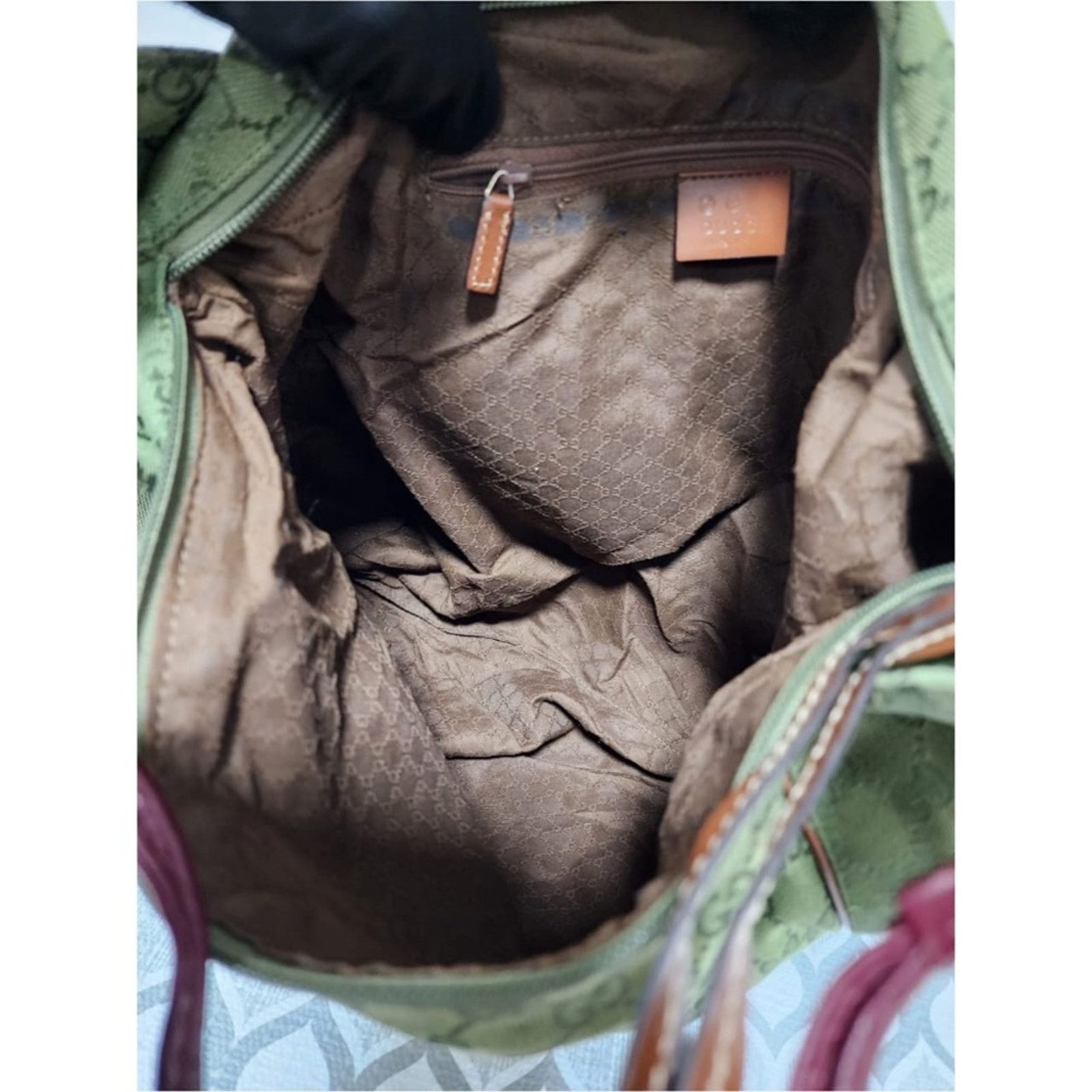 Gucci Authentic Gucci GG Canvas Zip Shoulder Bag Green/Brown Size ONE SIZE - 10 Thumbnail